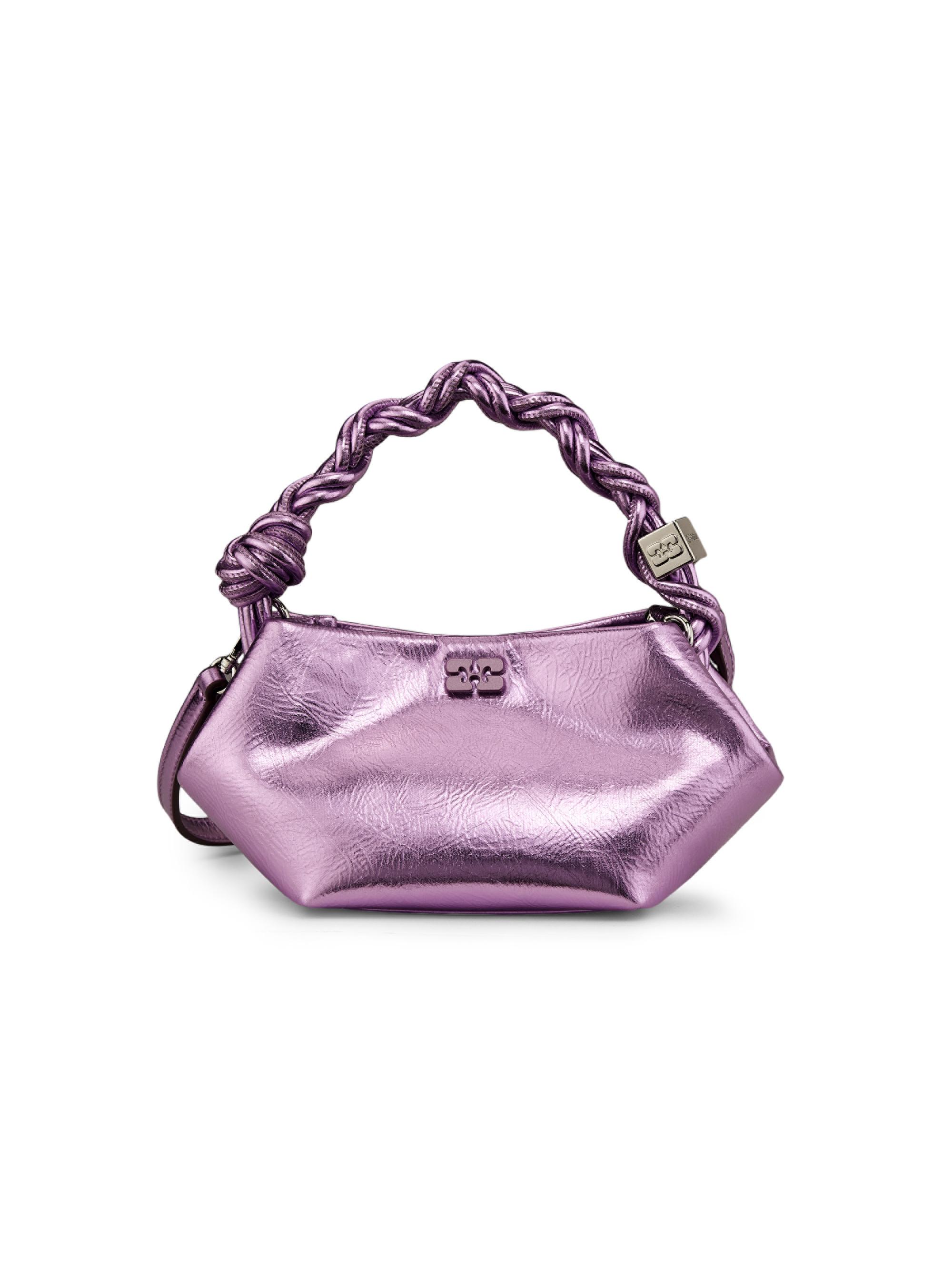 Ganni Women's Mini Bou Metallic Top Handle Bag - Pink Lavender