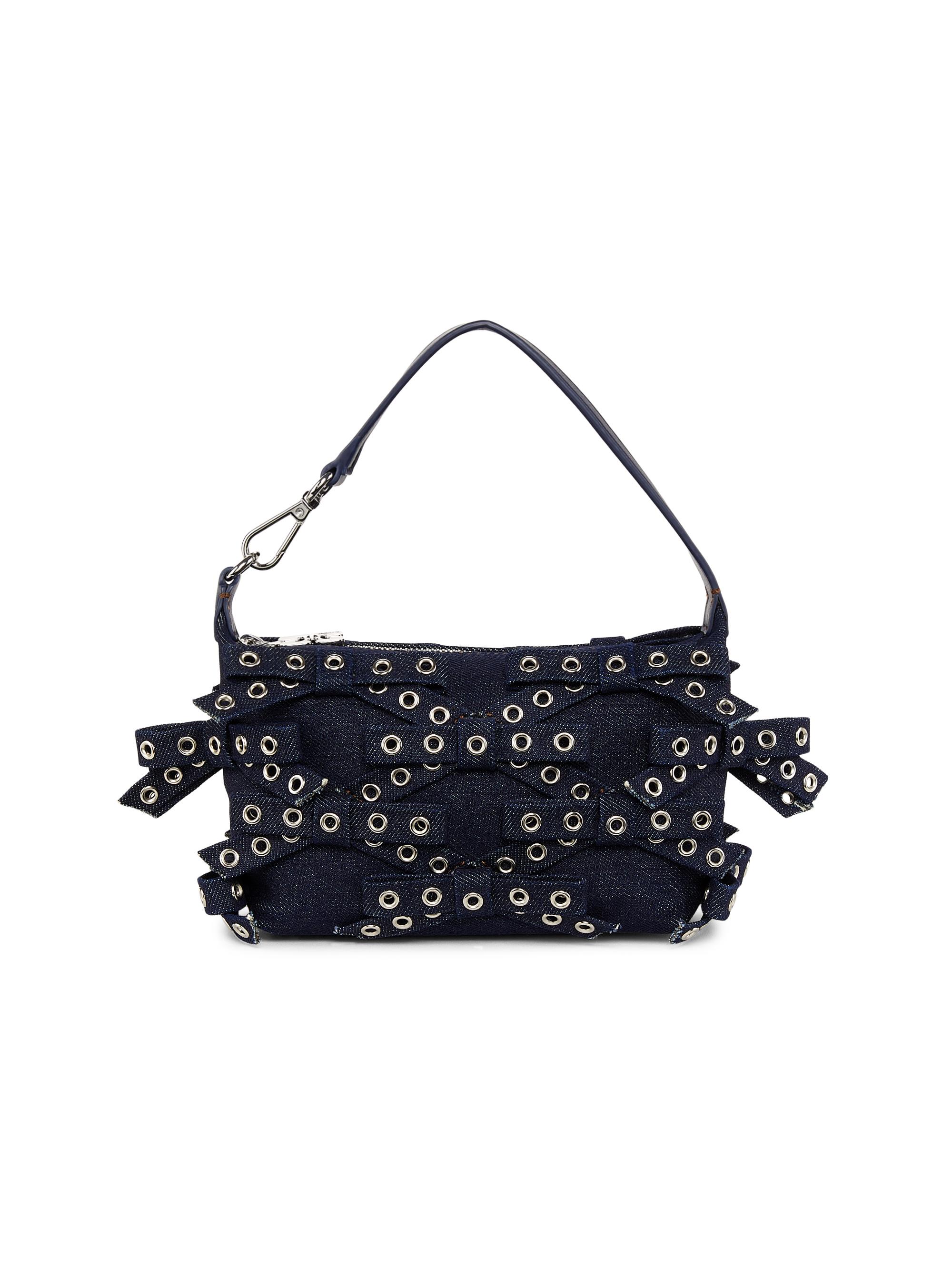 Ganni Women's Mini Butterfly Eyelet Denim Top Handle Pouch - Dark Navy