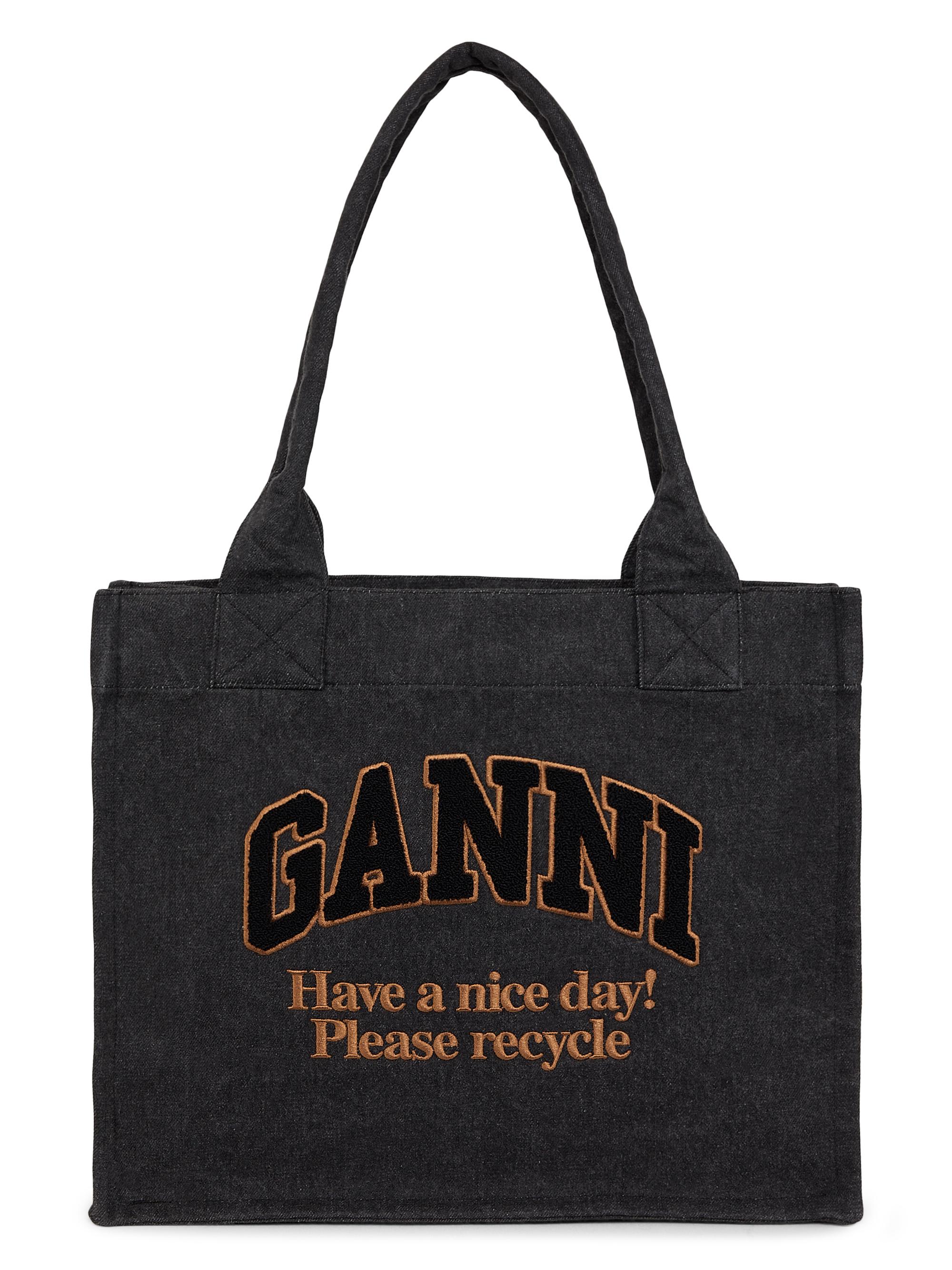 Ganni Women's  Easy Shopper Denim Tote Bag - Black