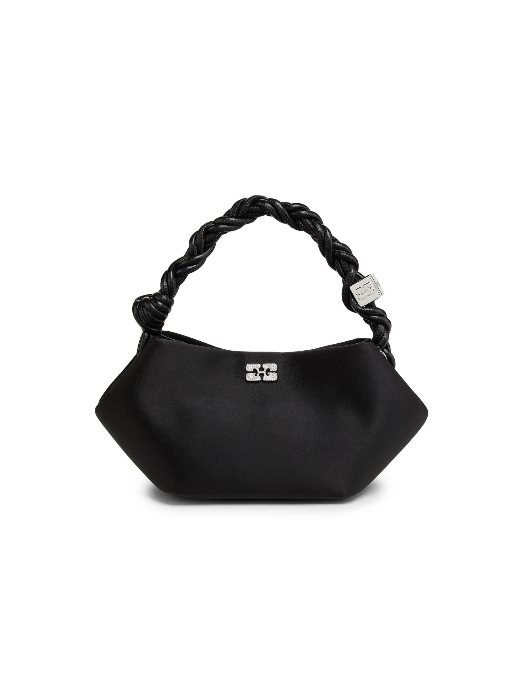 Ganni Women's Mini Bou Soir Satin Top Handle Bag - Black
