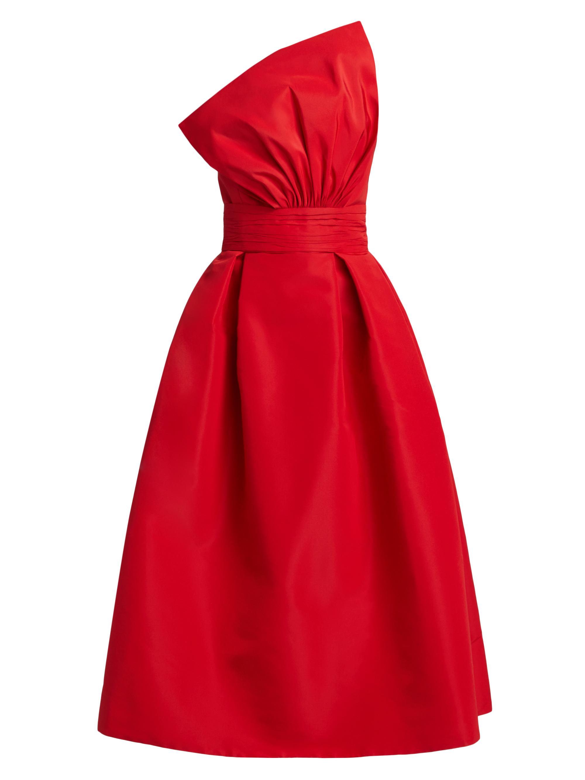 Alexia María Women's Willow Silk Bow Strapless Midi-Dress - Silk Faille Red