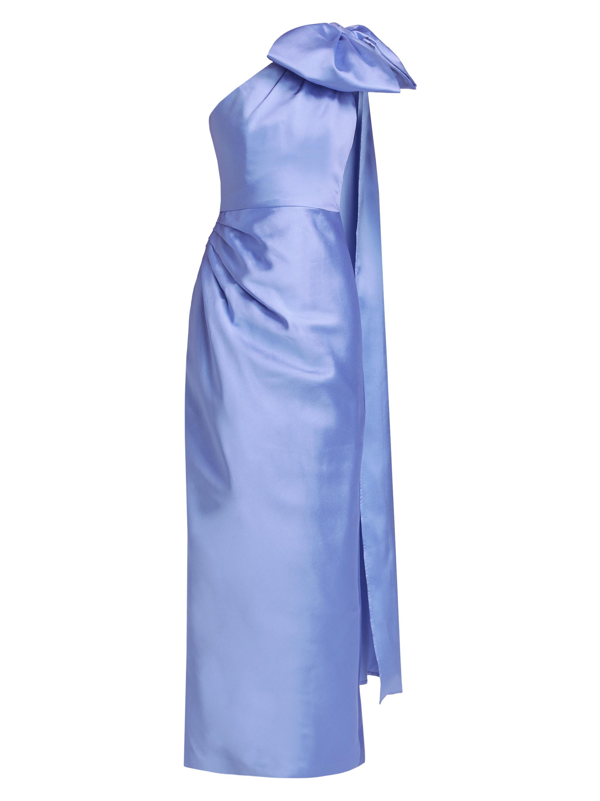 Alexia María Women's Elara Silk-Wool One-Shoulder Column Gown - Silk And Wool Hydrangea Blue