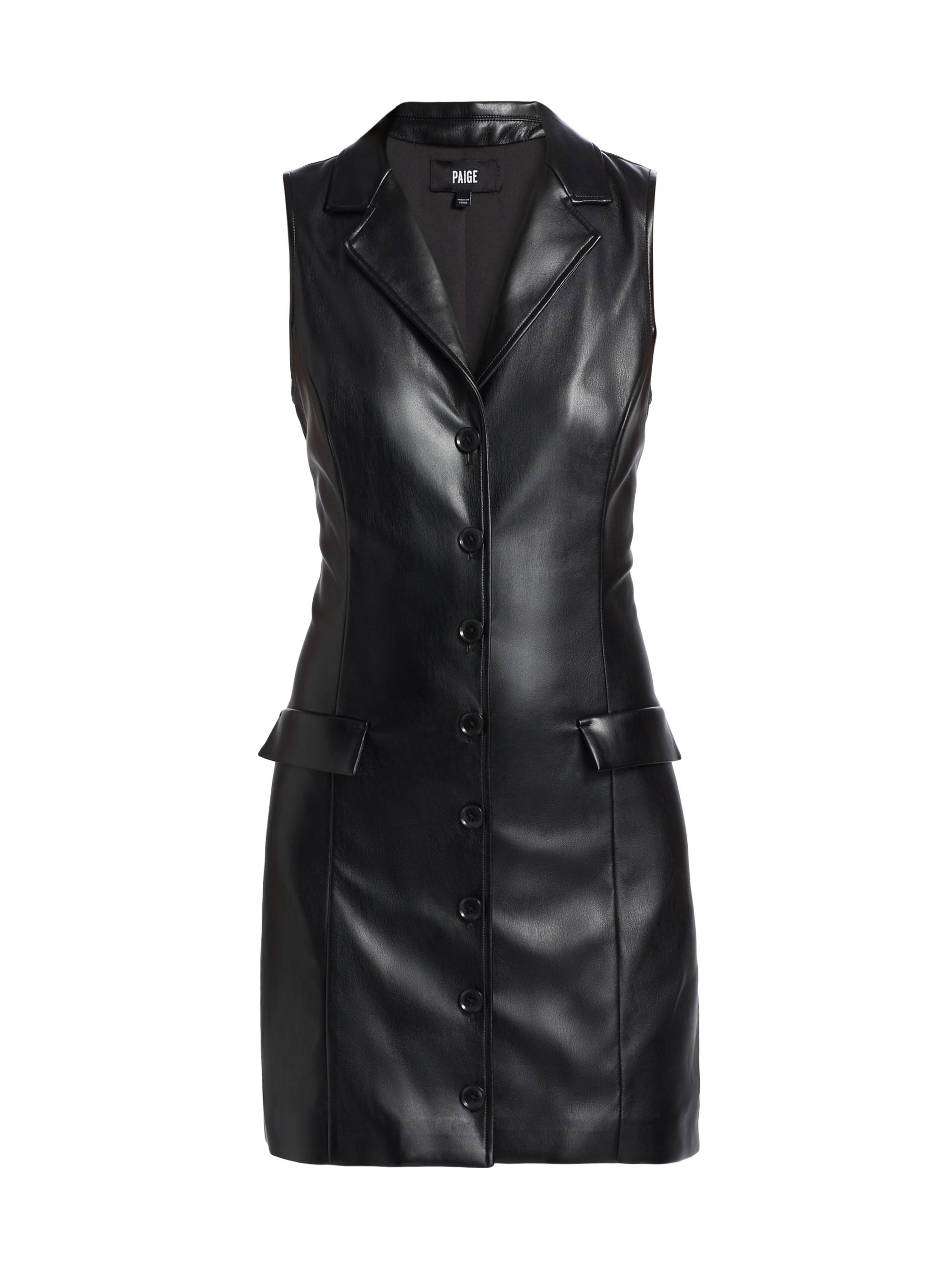 Alice + Olivia Ellis Zip-Front Vegan Leather Minidress | Saks