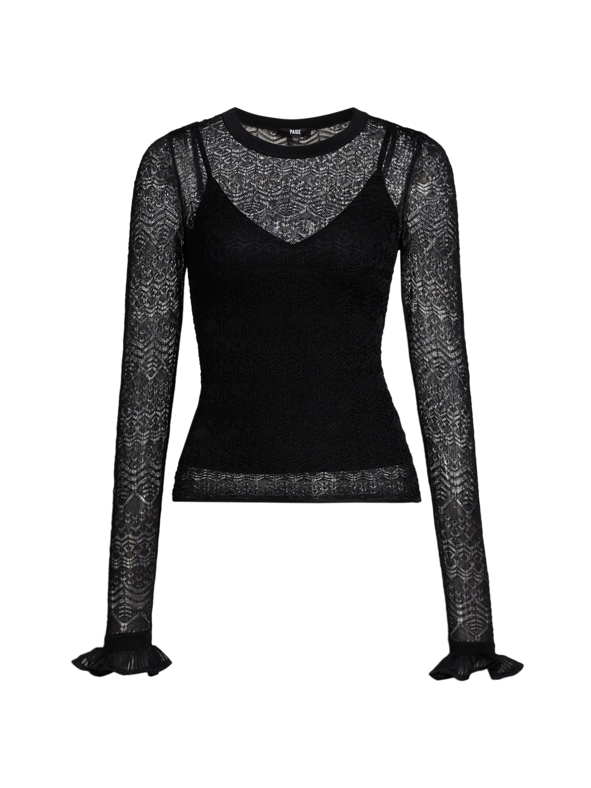 Frame Mesh Lace Long-Sleeve Top | Saks Fifth Avenue