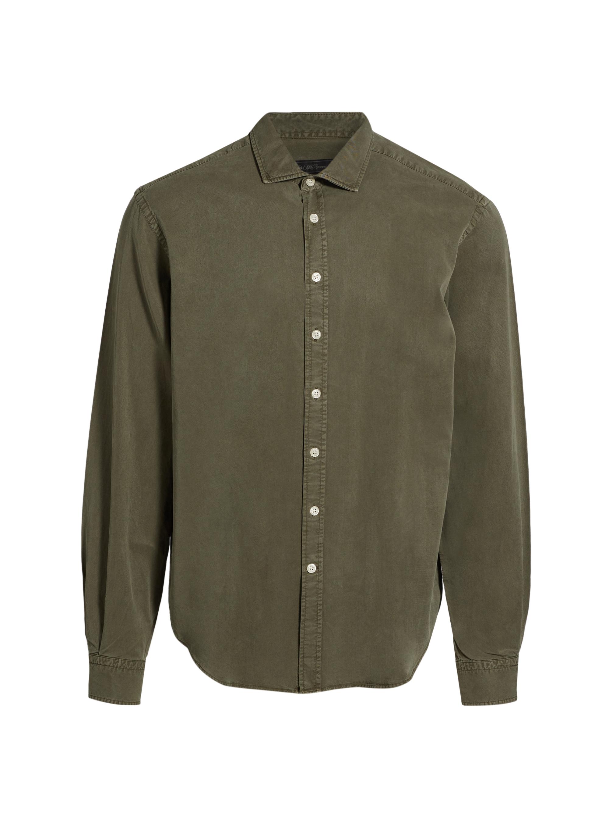 Saks Fifth Avenue Men's COLLECTION Garment-Dyed Button-Front Shirt - Green