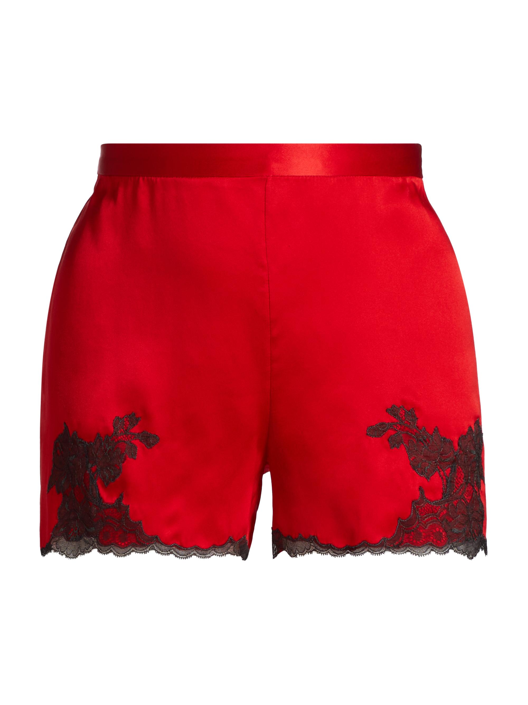 Josie Natori Women's Lolita Lace-Trim Silk Shorts - Scarlet Ash Black Lace