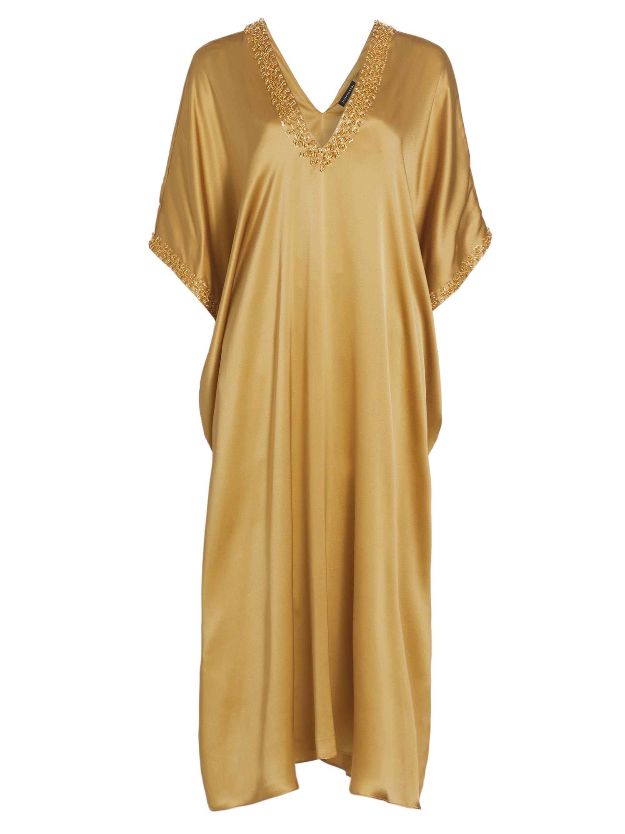 Josie Natori Women's Key Essentials Embroidered Silk Maxi-Dress - Antique Gold