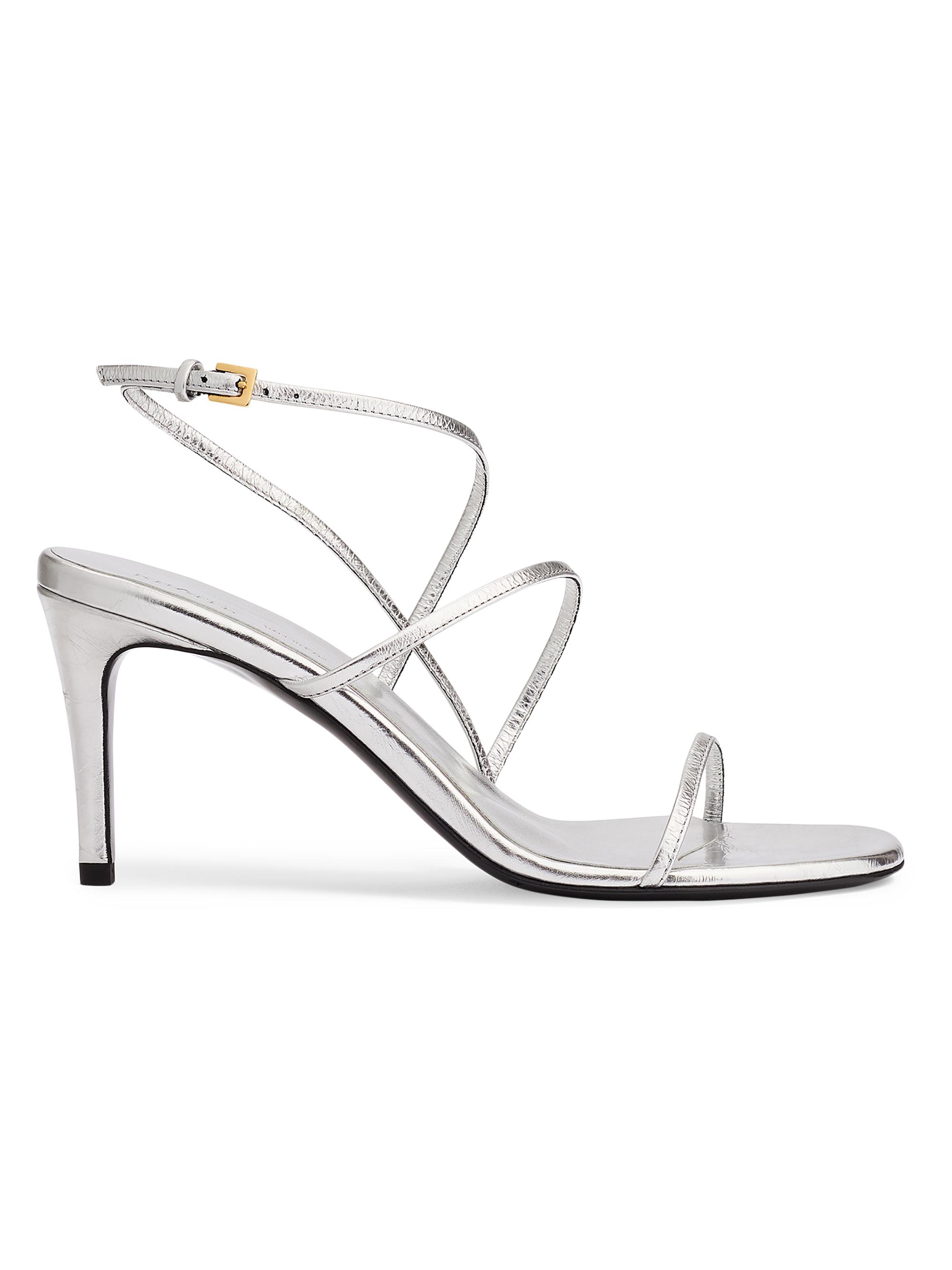 Khaite Women's Loop 75MM Leather Sandals - Silver