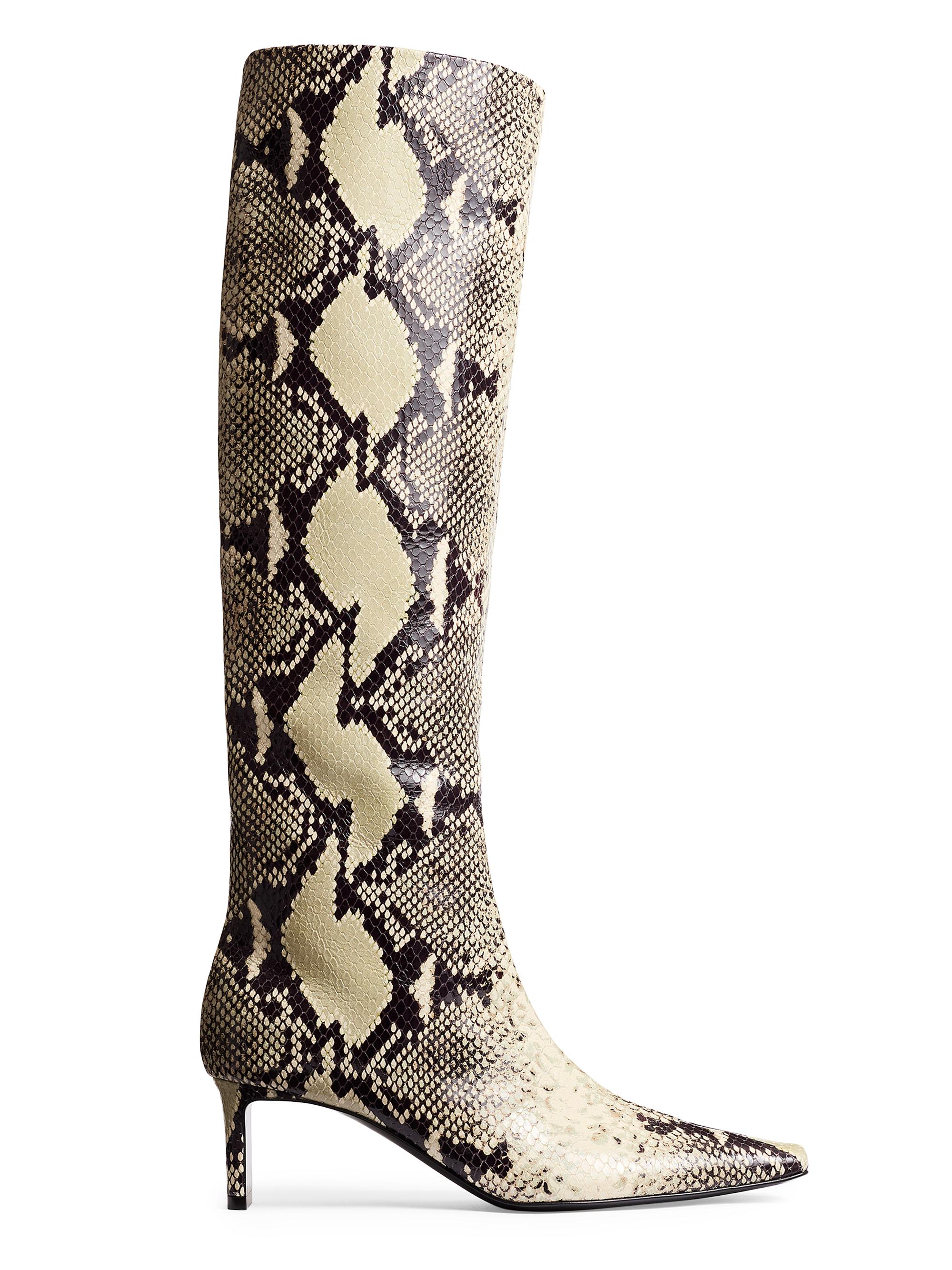 Khaite Women's Ona 55MM Snake-Print Leather Knee-High Boots - Natural