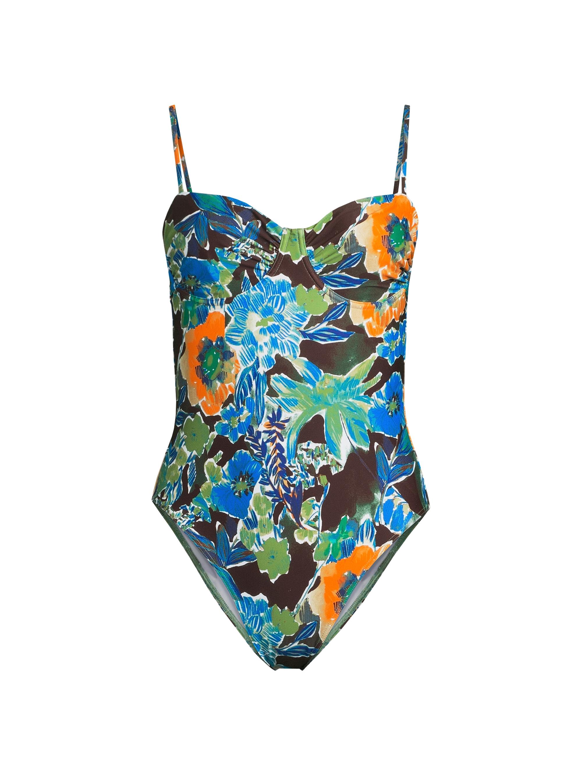 Tanya Taylor Women's Monroe Tropical Bloom One-Piece Swimsuit - Chocolate Aqua Multi