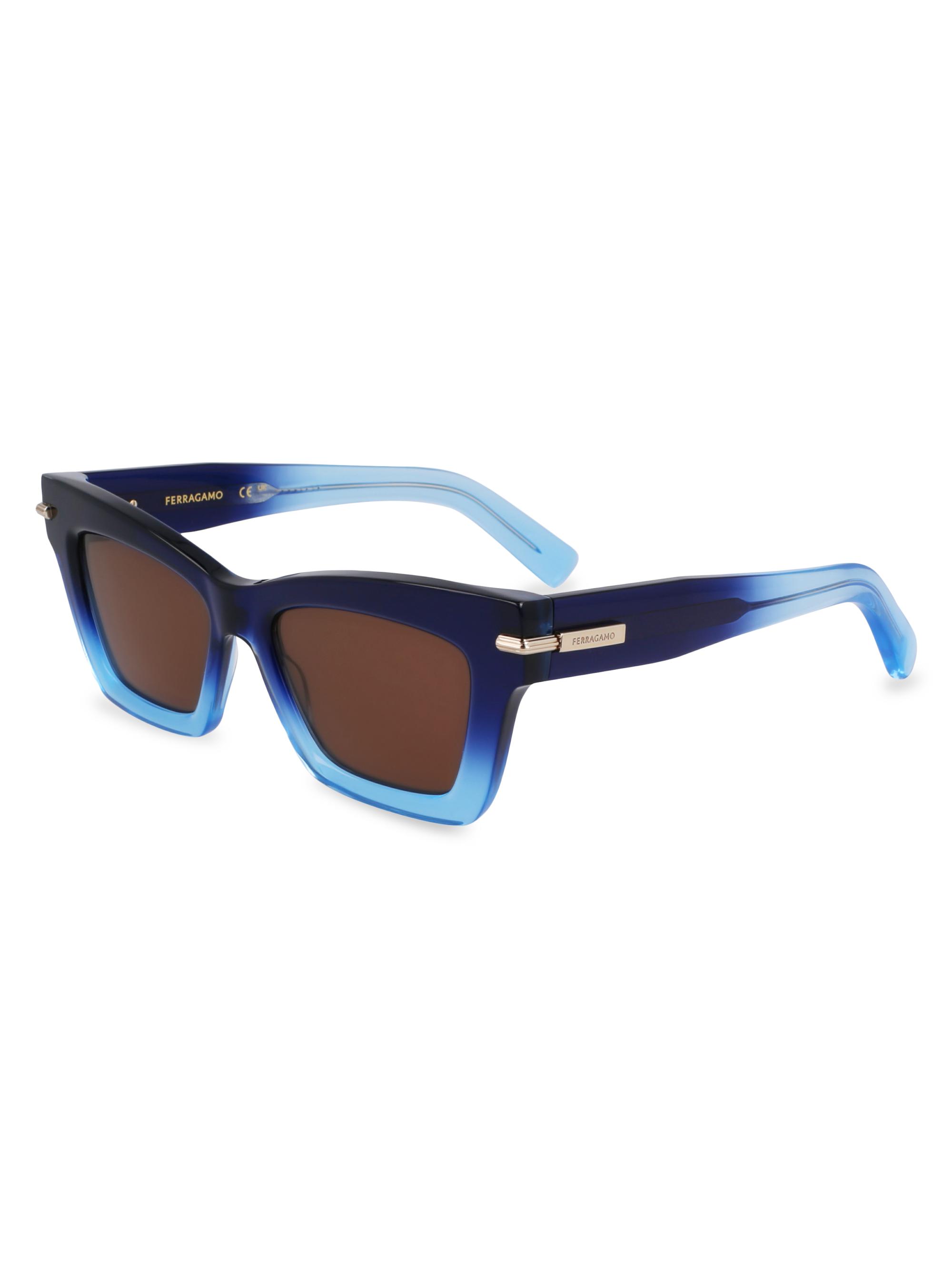FERRAGAMO Women's Prisma 52MM Rectangle Sunglasses - Brown Gradient Blue
