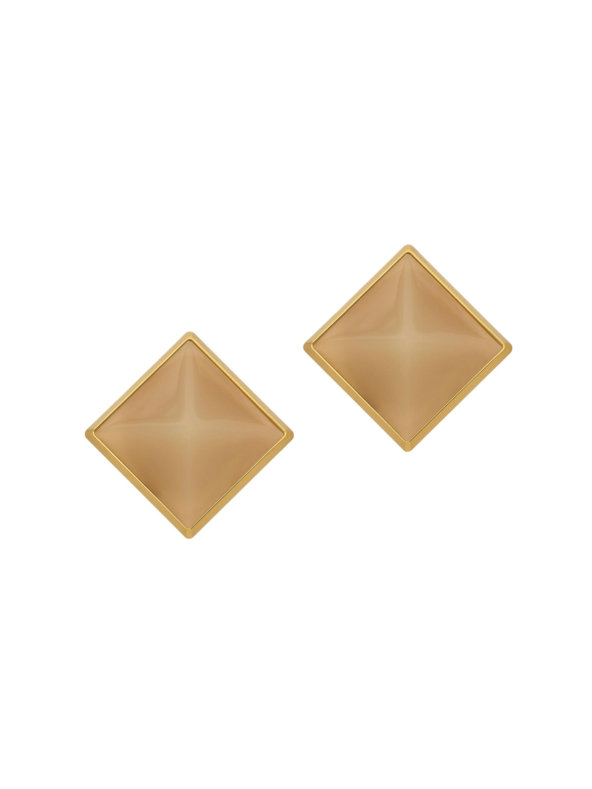 Saint Laurent Women's Pyramid Earrings in Resin and Metal - Milky  And Gold