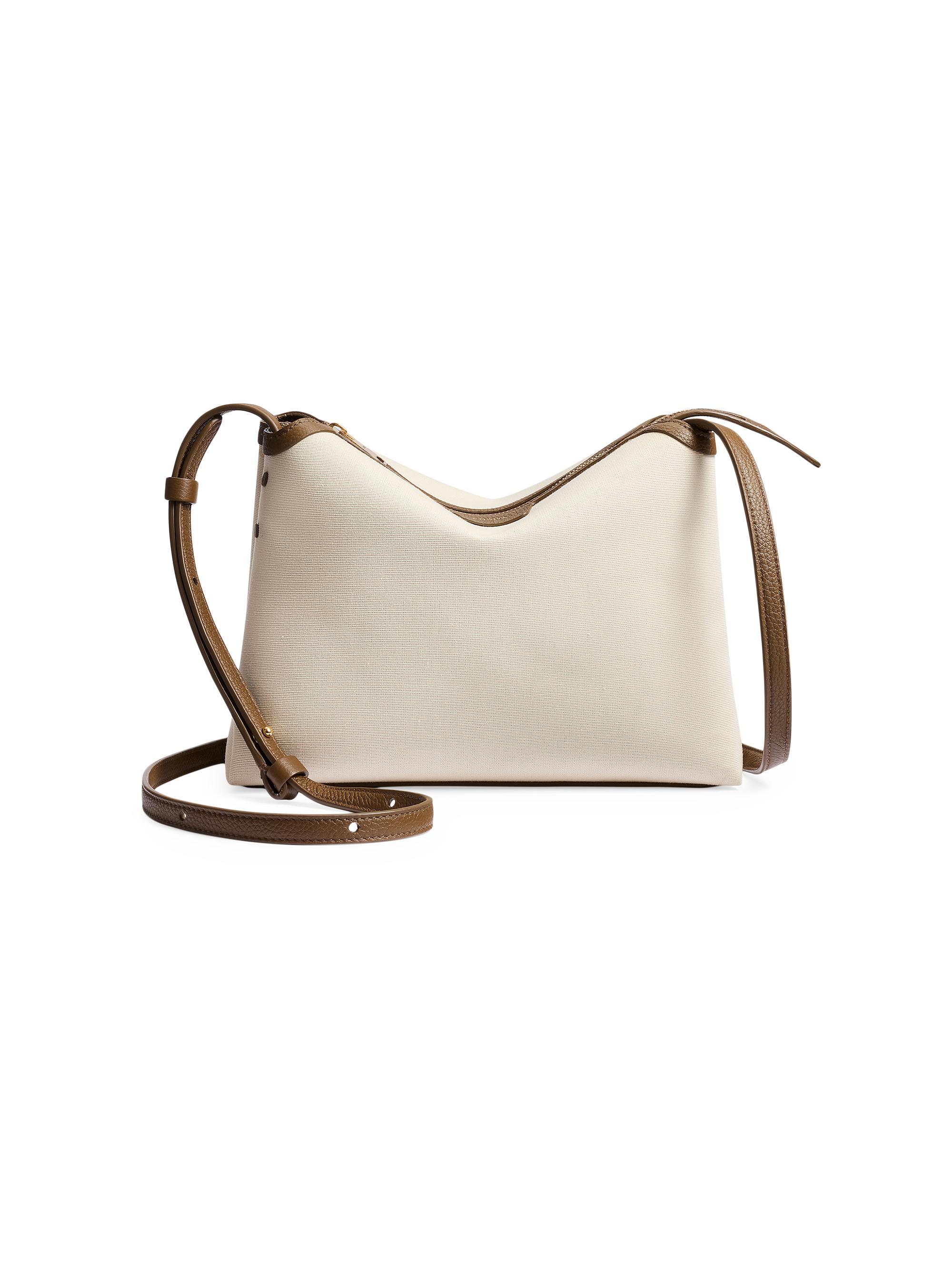 Khaite Women's  Lina Canvas & Leather Crossbody Bag - Cream Dark Olive