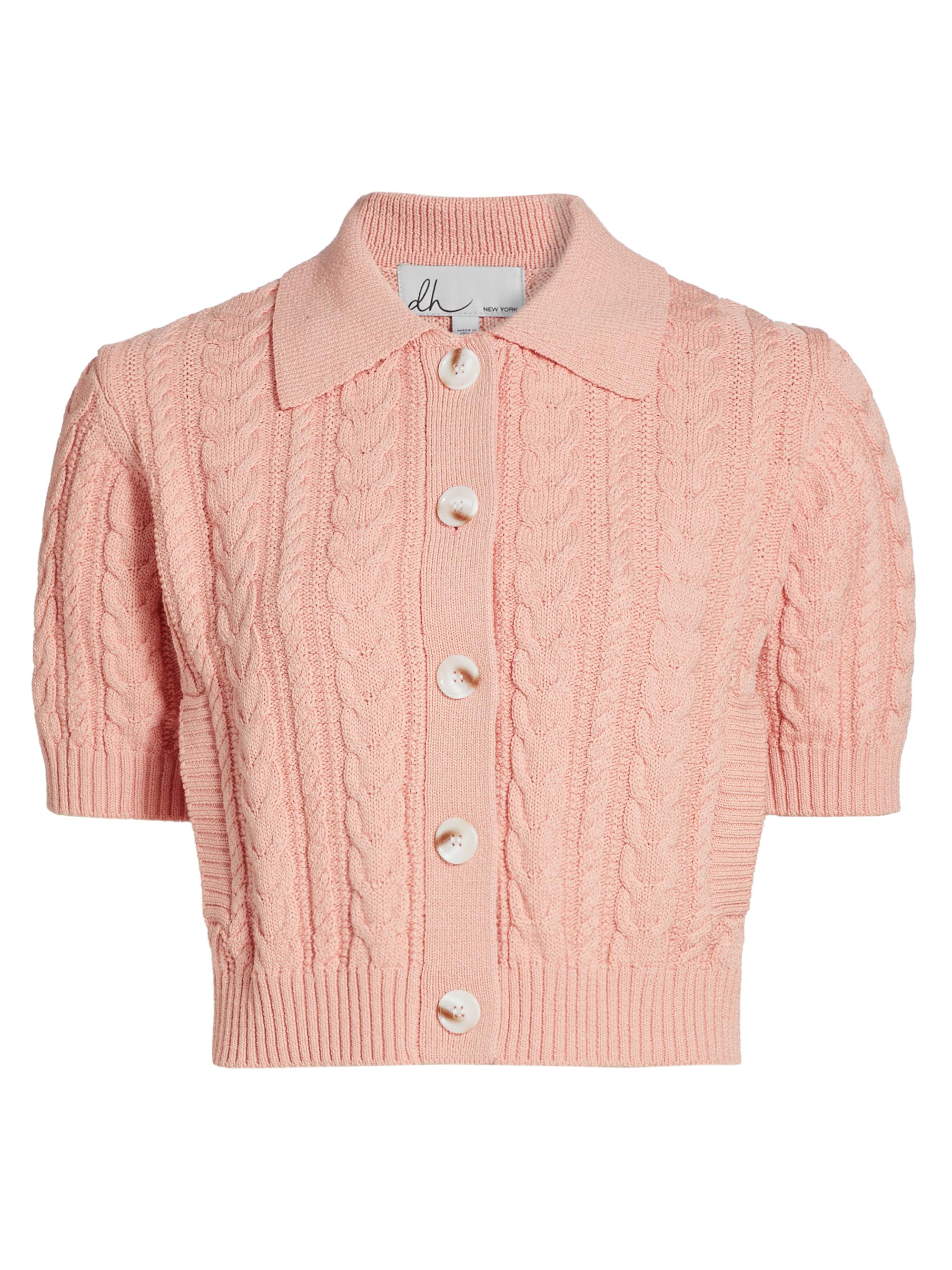 dh New York Women's Cosette Cable-Knit Cardigan - Pale Peach