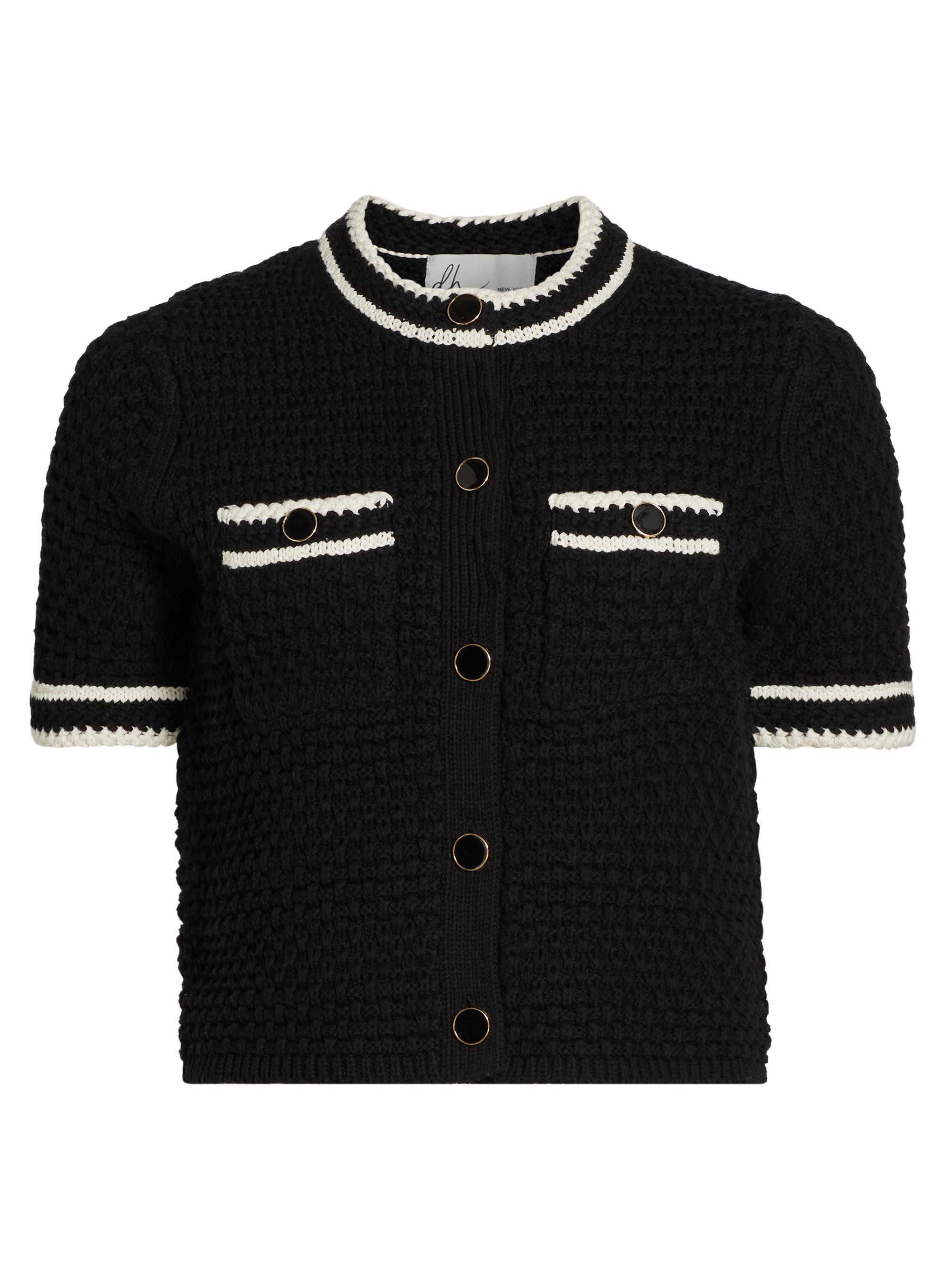 dh New York Women's Anya Textured Knit Cardigan - Black Combo