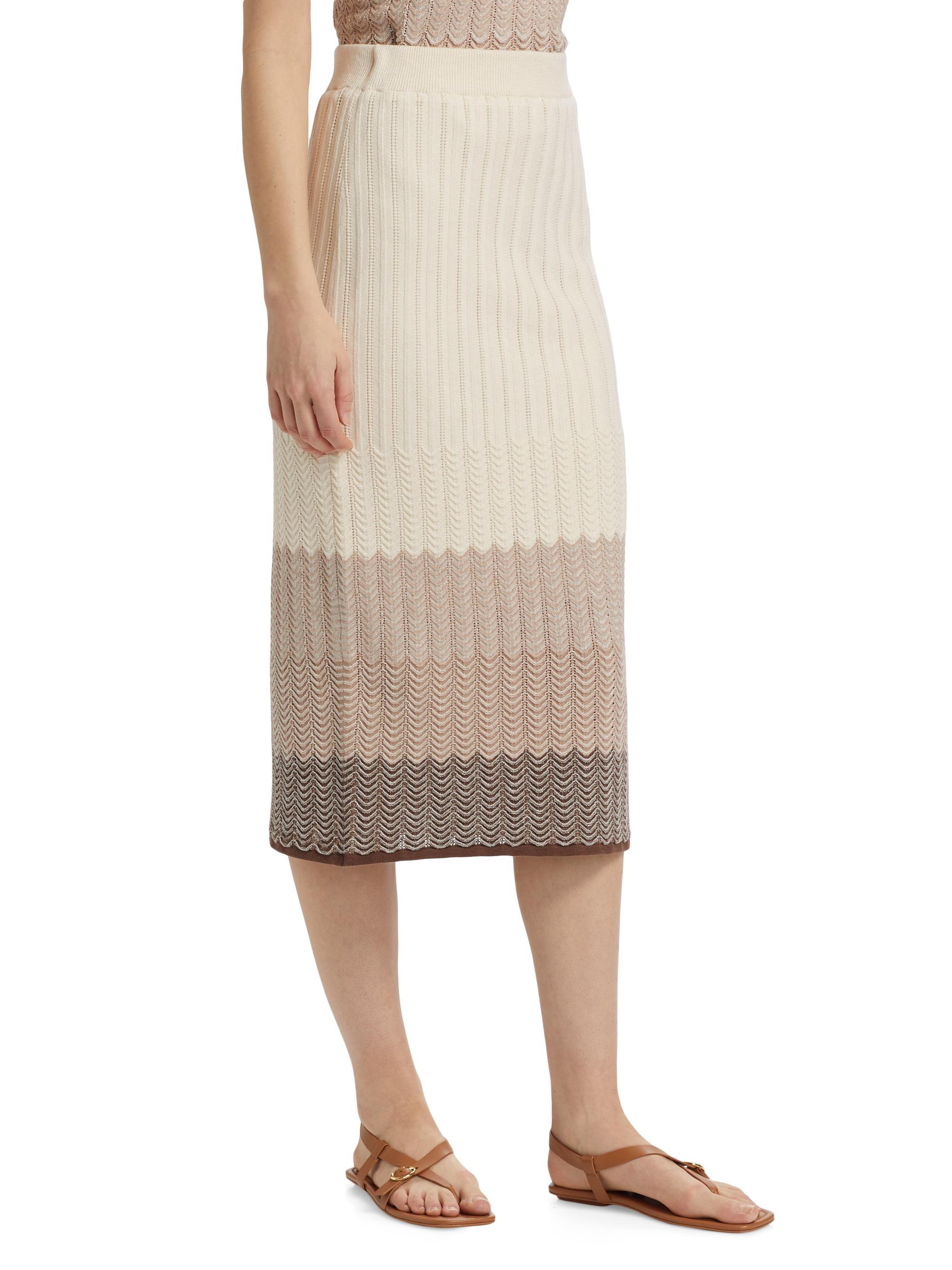 Design History Women's Ombré Striped Cotton-Linen Midi-Skirt - Linen Combo - detail view in Linen combo