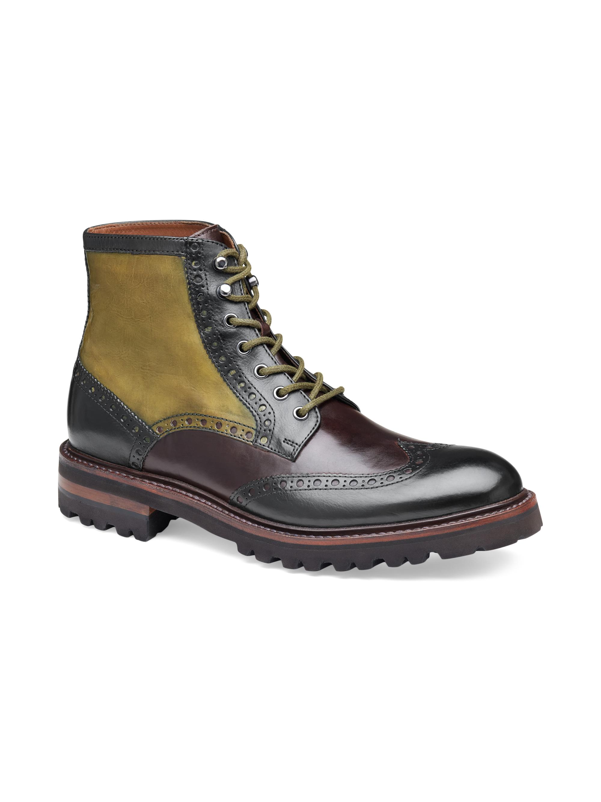 Johnston & Murphy Men's Dudley Lug Wingtip Leather Ankle Boots - Black Multi