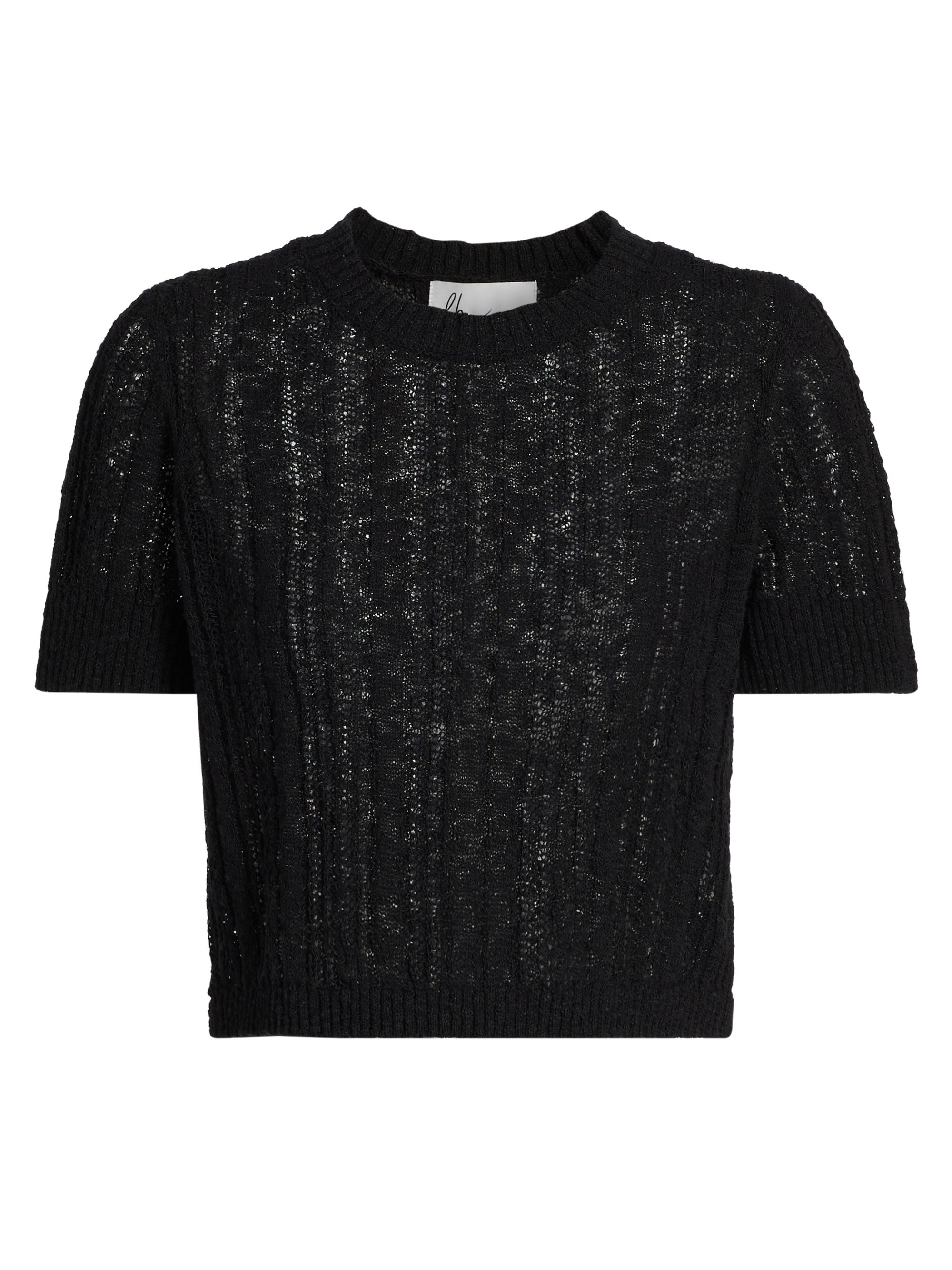 dh New York Women's Johanna Open Knit Top - Black