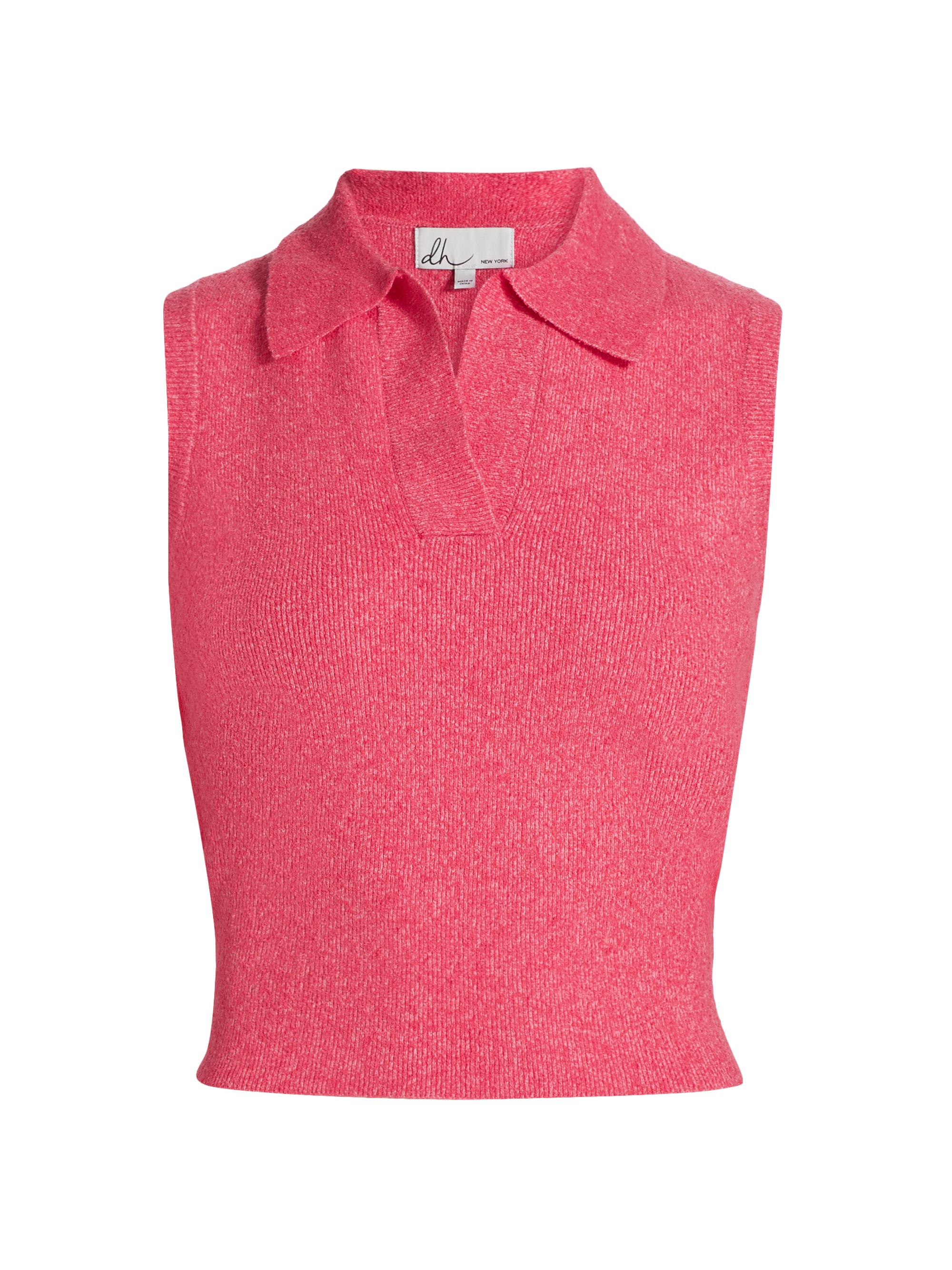 dh New York Women's Kiara Rib-Knit Sleeveless Top - Coral Rose