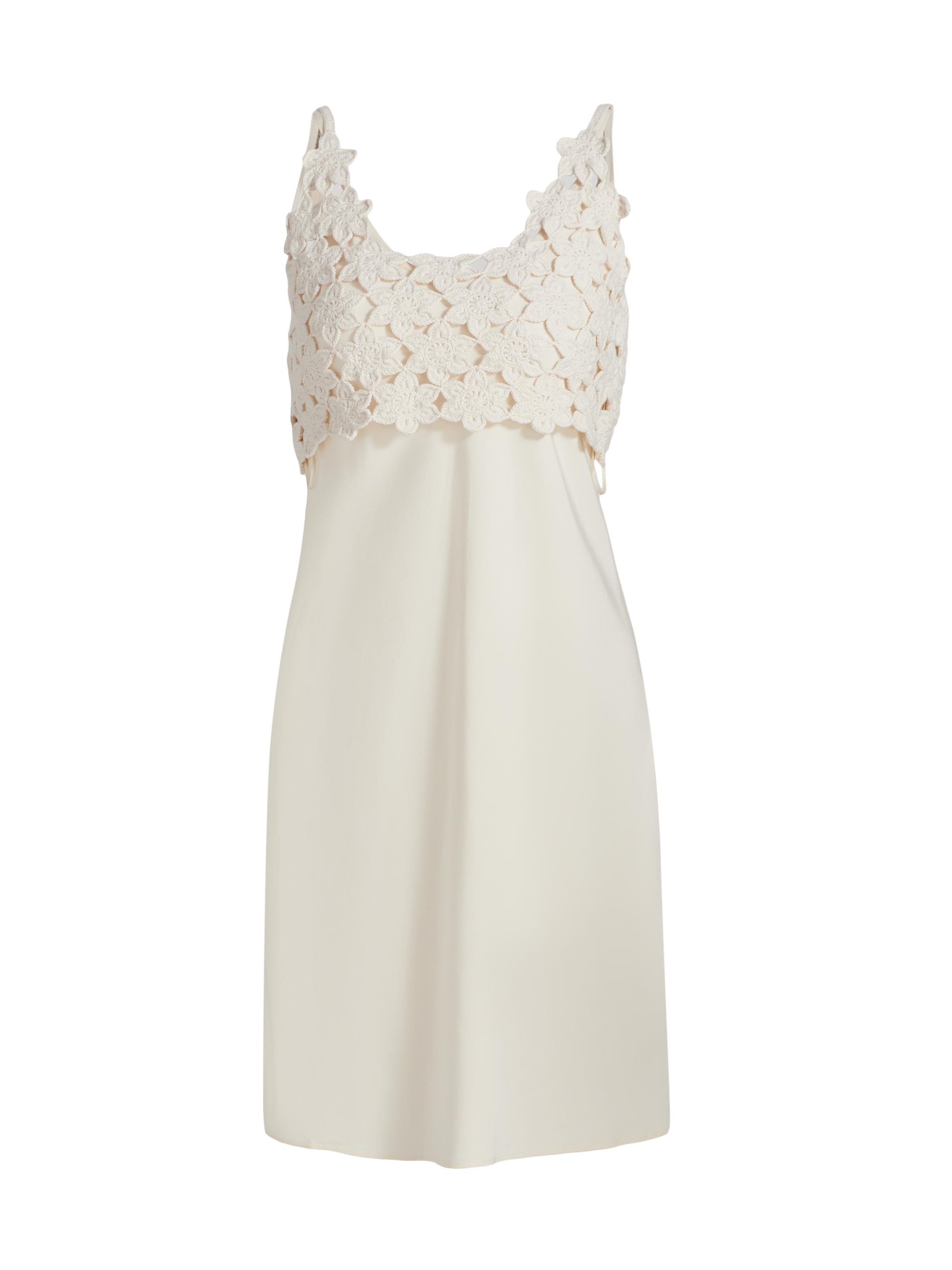 dh New York Women's Crochet Cotton Mini Sweaterdress - Pearl