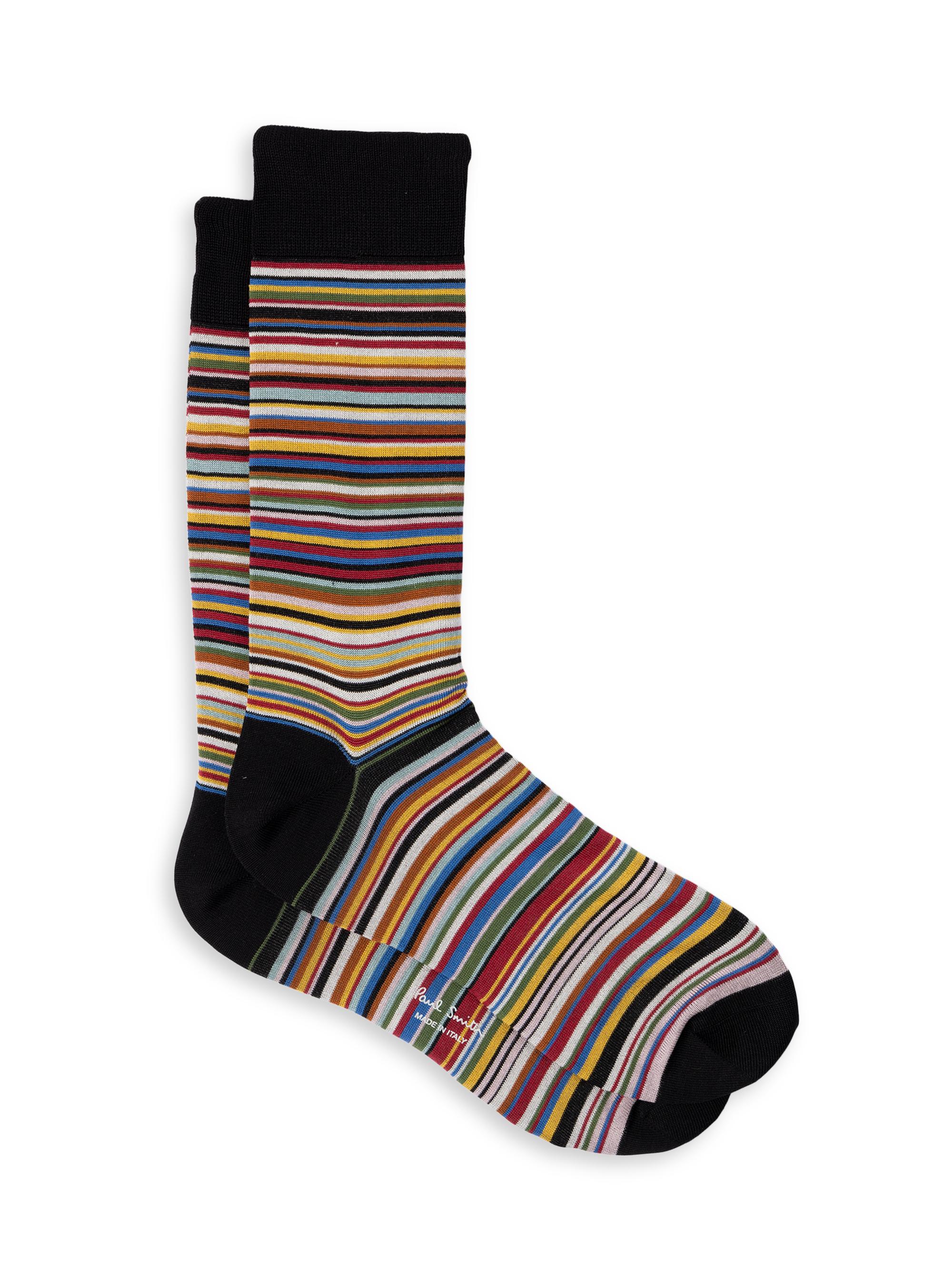 Paul Smith Men's Silk-Blend Striped Crew Socks