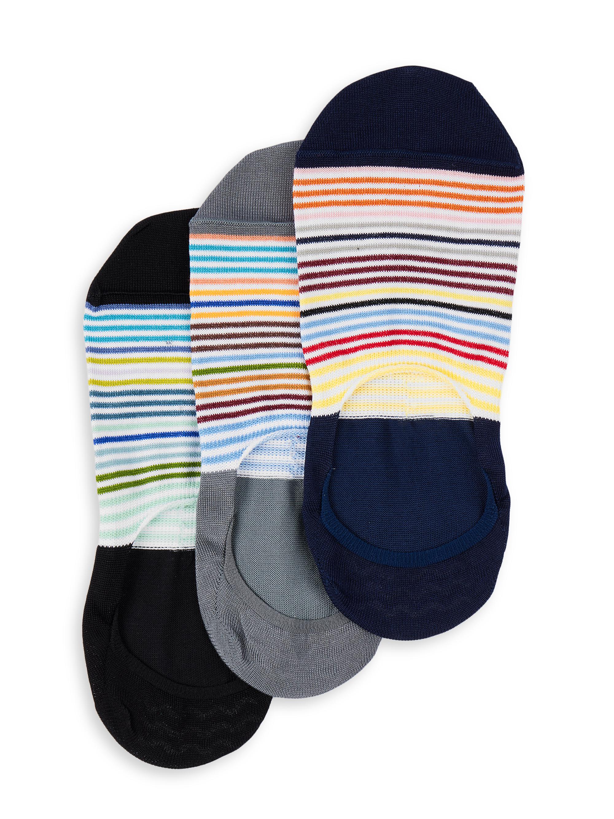 Paul Smith Men's 3-Pack Striped No-Show Socks - Mixed