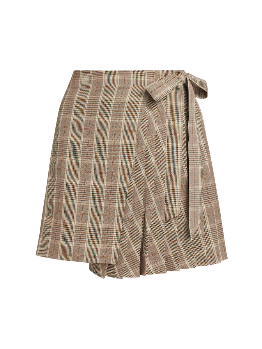 If Only Studio Women's Plaid Wrap Miniskirt
