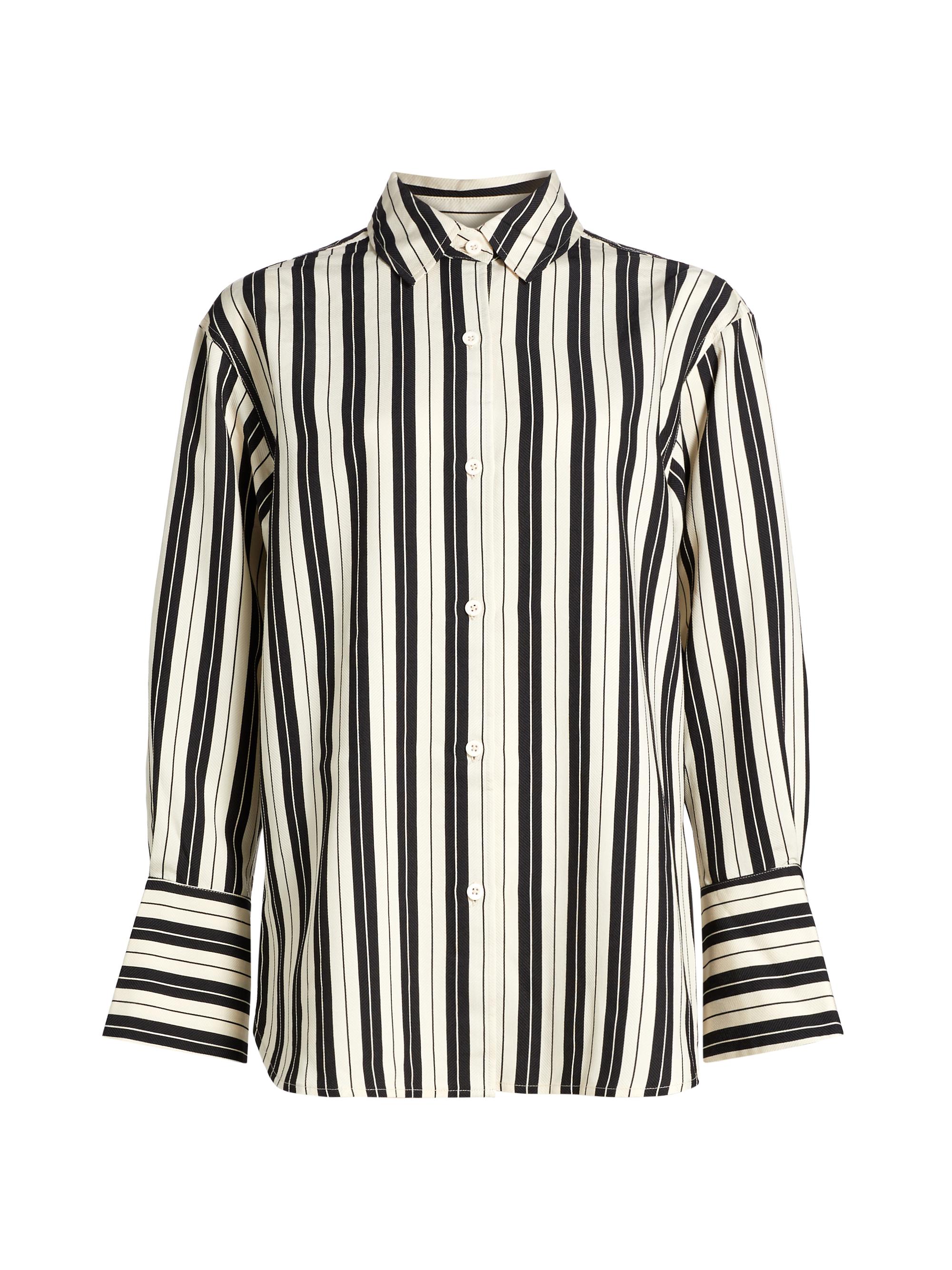 If Only Studio Women's Striped Long-Sleeve Shirt - Cream Black