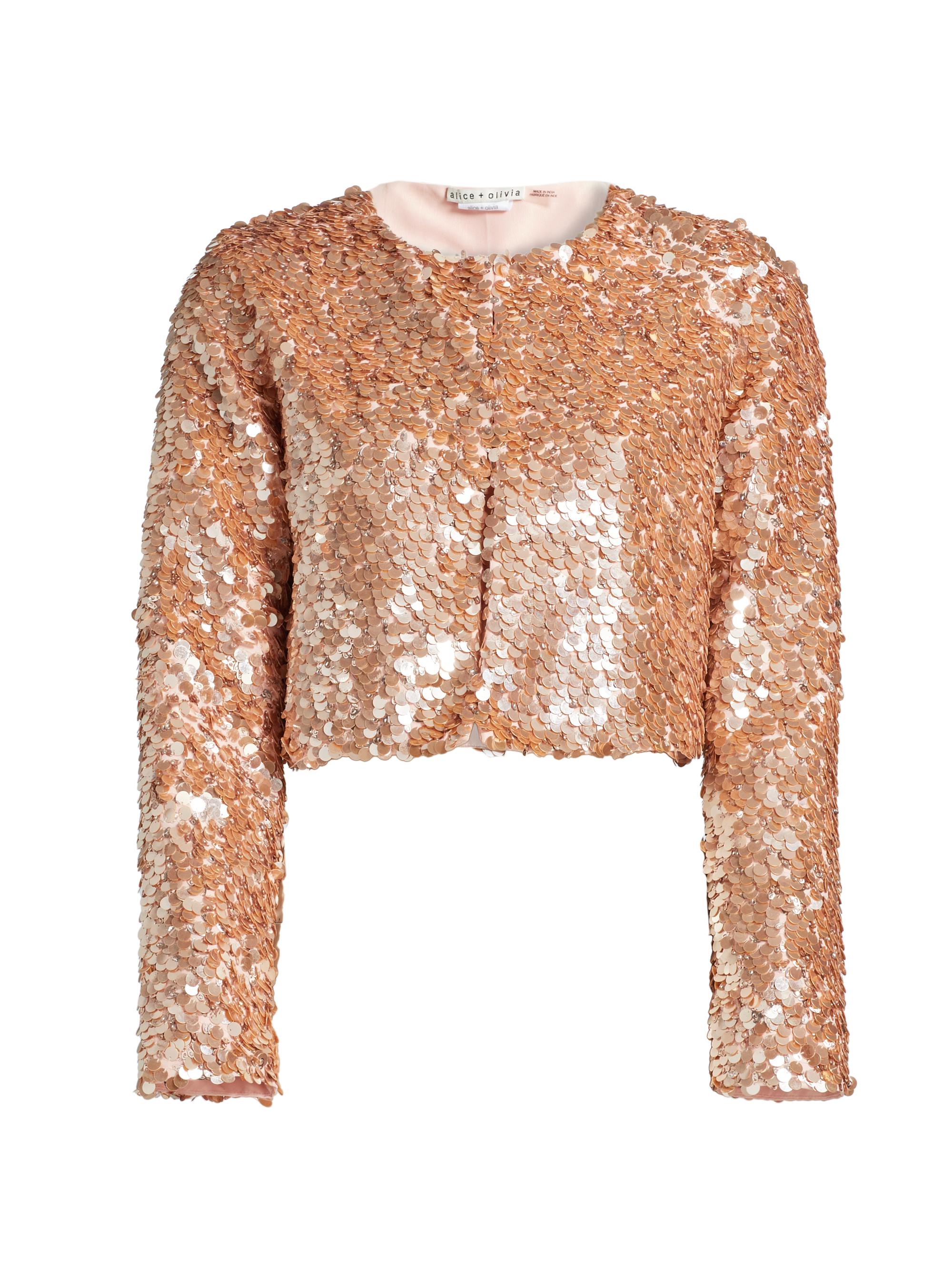 Alice + Olivia Women's Kidman Sequined Crop Jacket - Pearl Blush