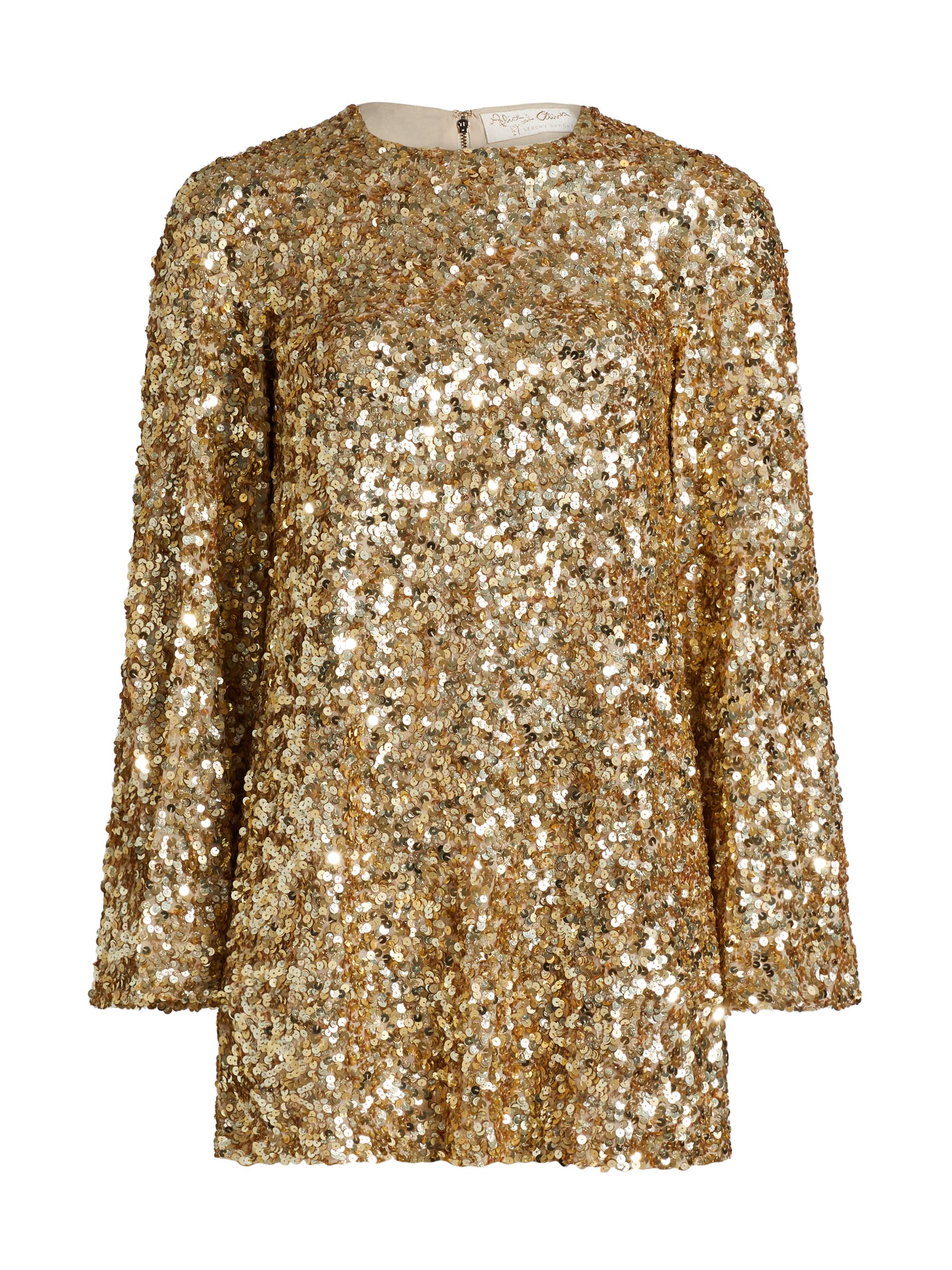 Alice + Olivia Women's Eleonora Embellished Sequin Minidress - Champagne Pale Gold