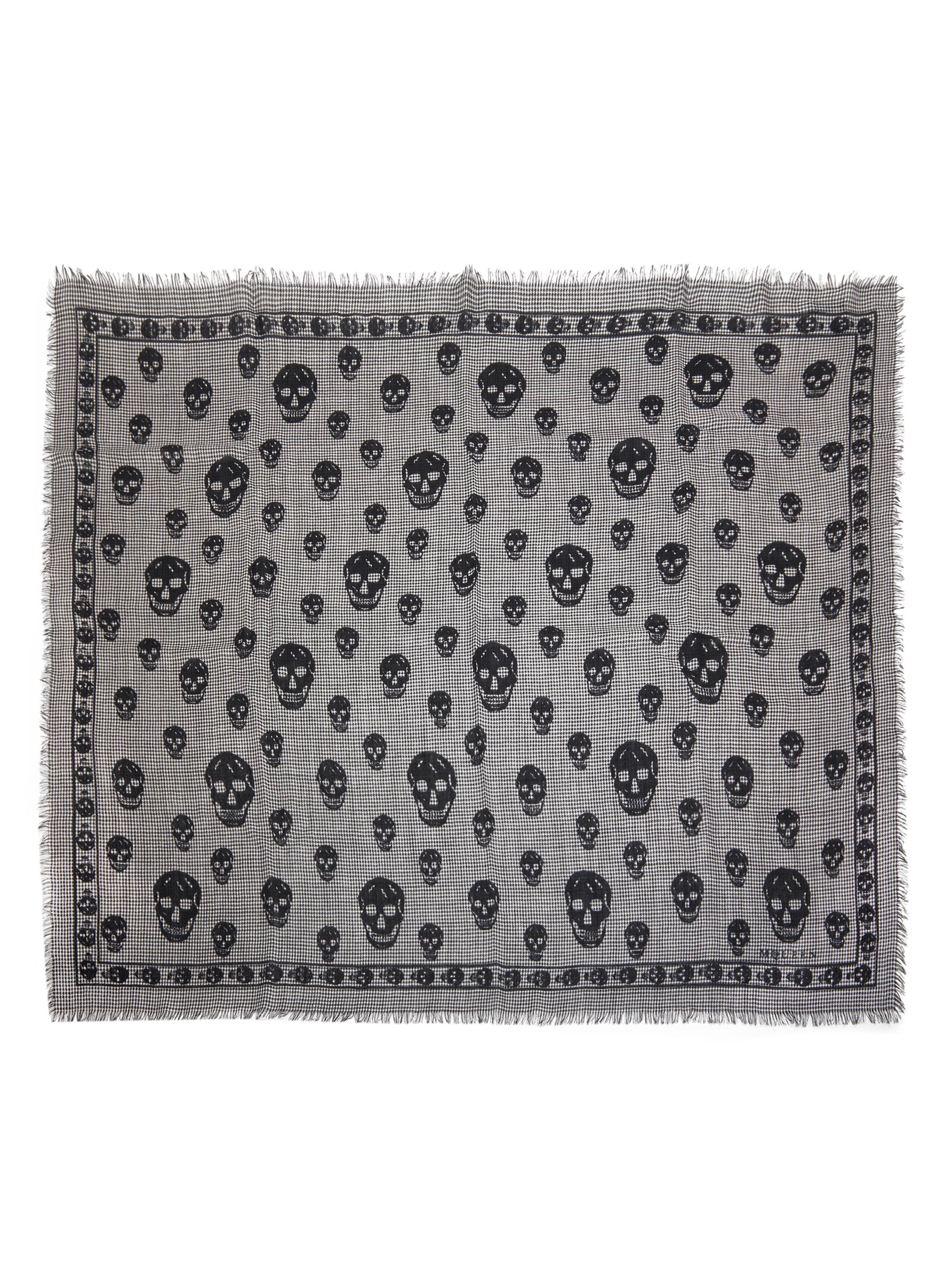 McQueen Men's Skull Dogtooth Foulard - Black