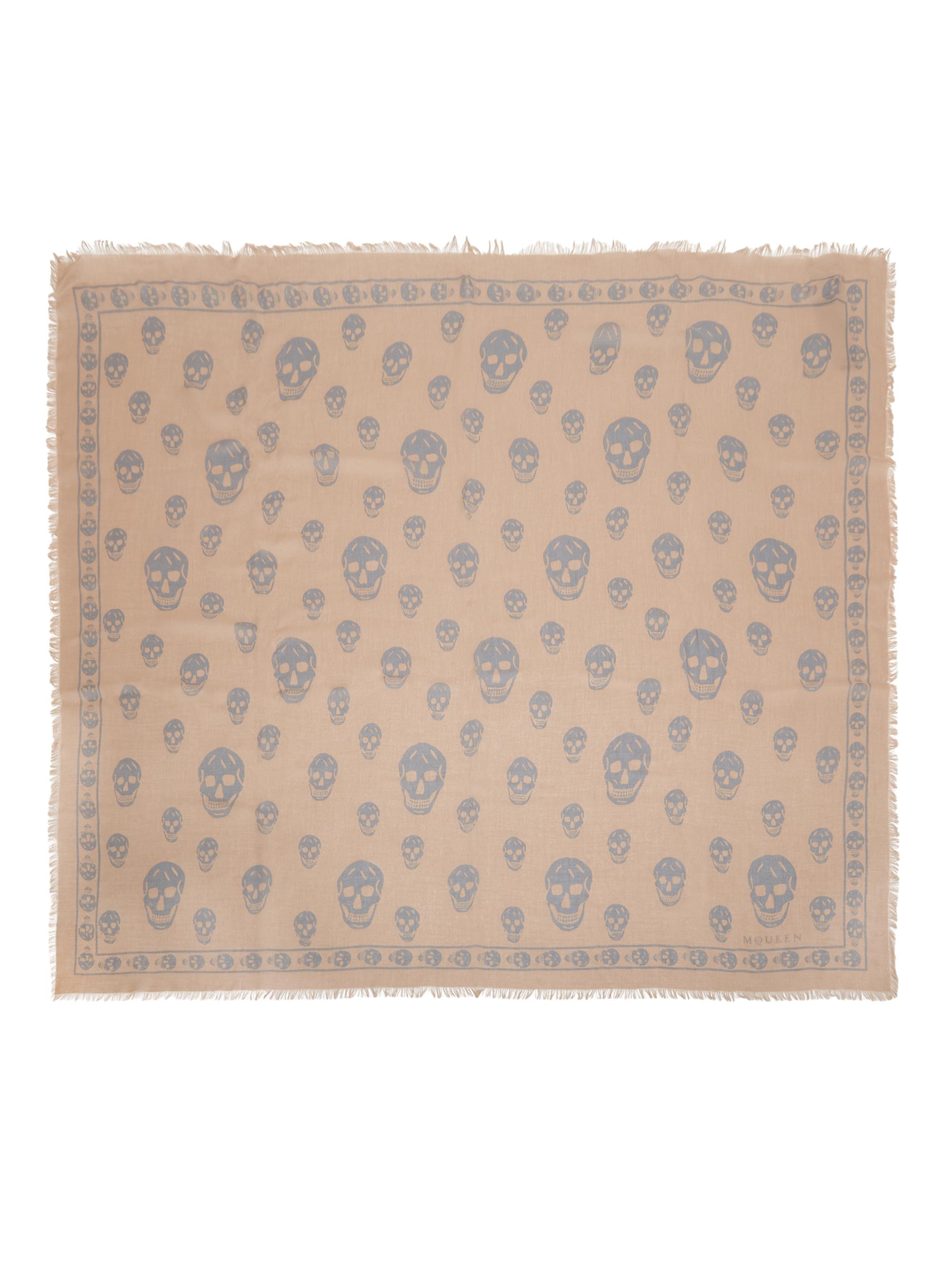 McQueen Men's Skull Silk-Blend Foulard - Golden Beige Light