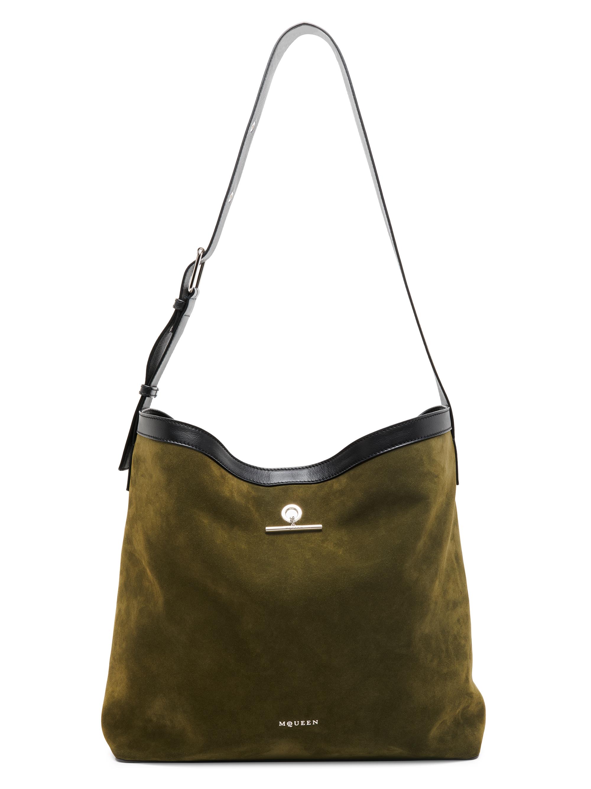 McQueen Women's Pendant Leather Shoulder Bag - Military Black Silver