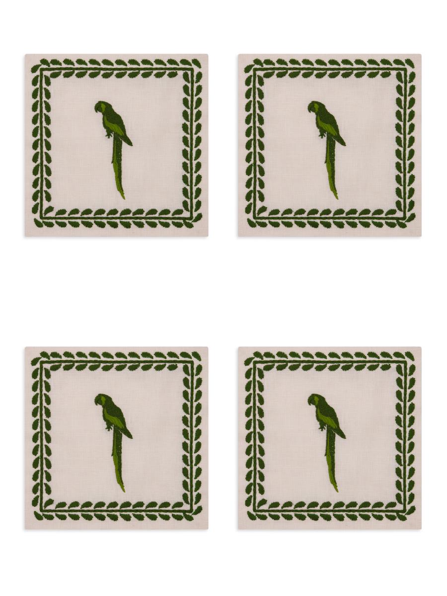 Johanna Ortiz Caica Cocktail Napkins 4-piece Set In Green