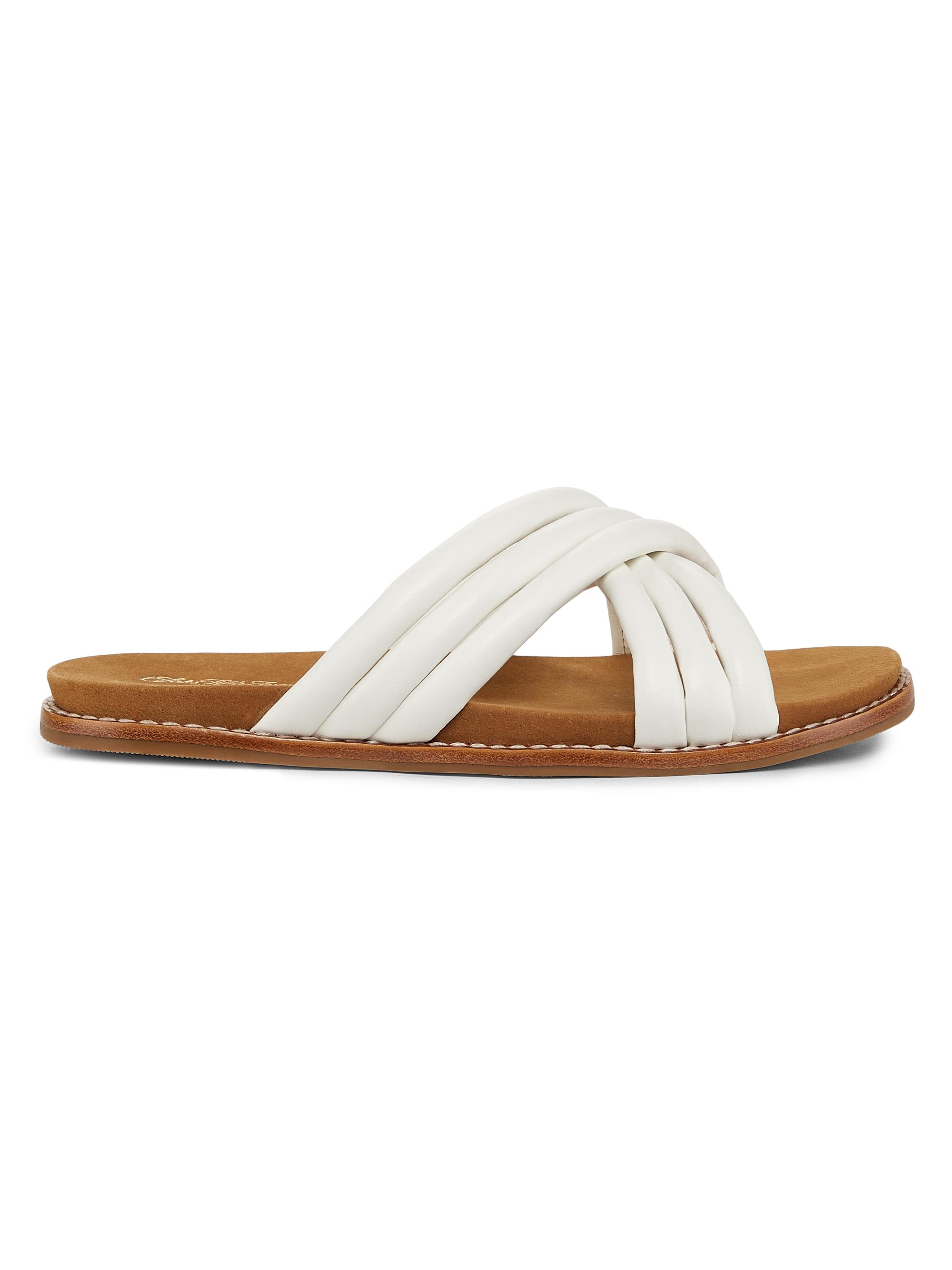Saks Fifth Avenue Women's Crisscross Leather Slide Sandals - Nova White