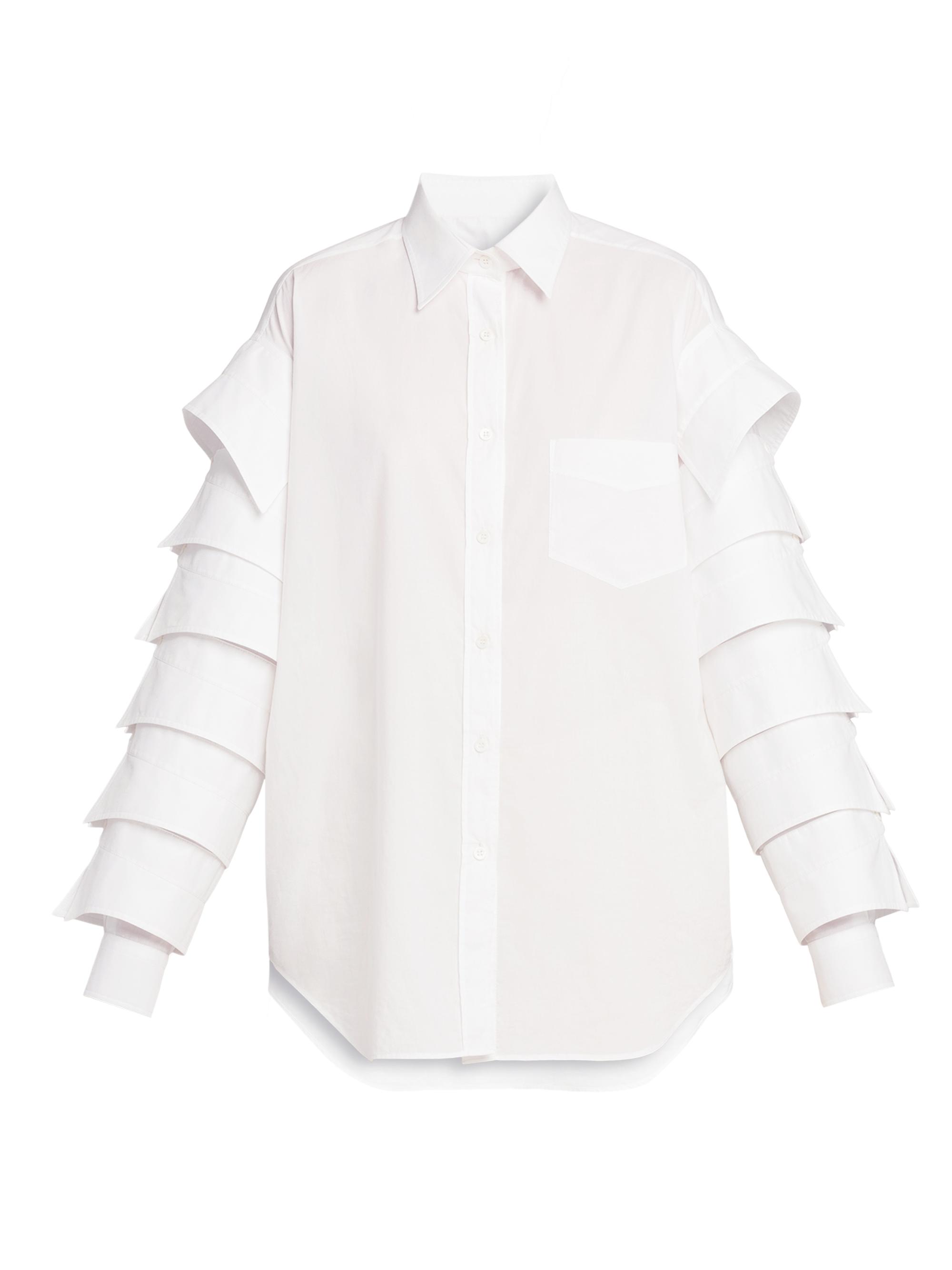 Moschino Women's Ruffled-Sleeve Cotton Shirt - Multi White