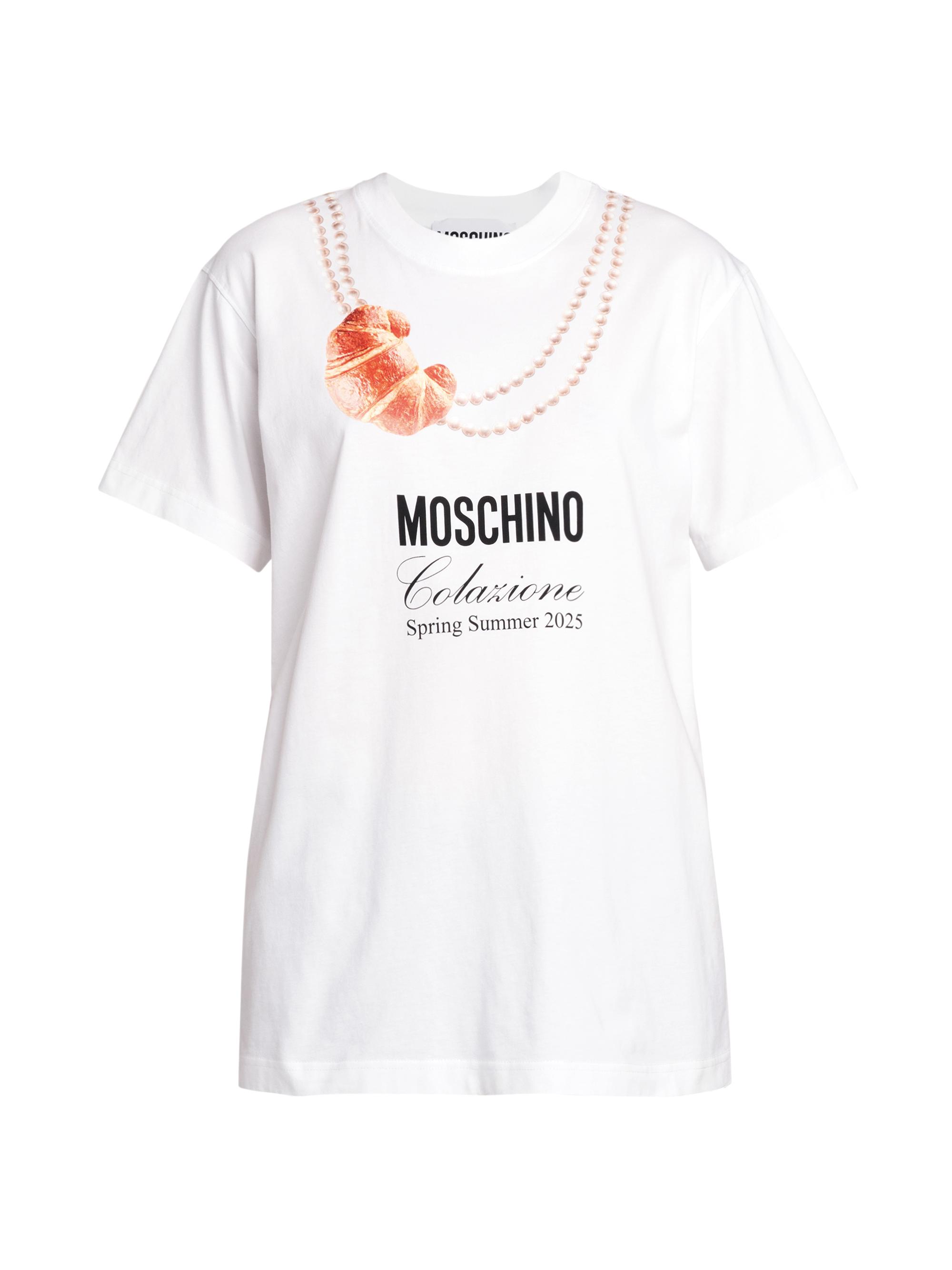 Moschino Women's Croissant Cotton T-Shirt - Multi White