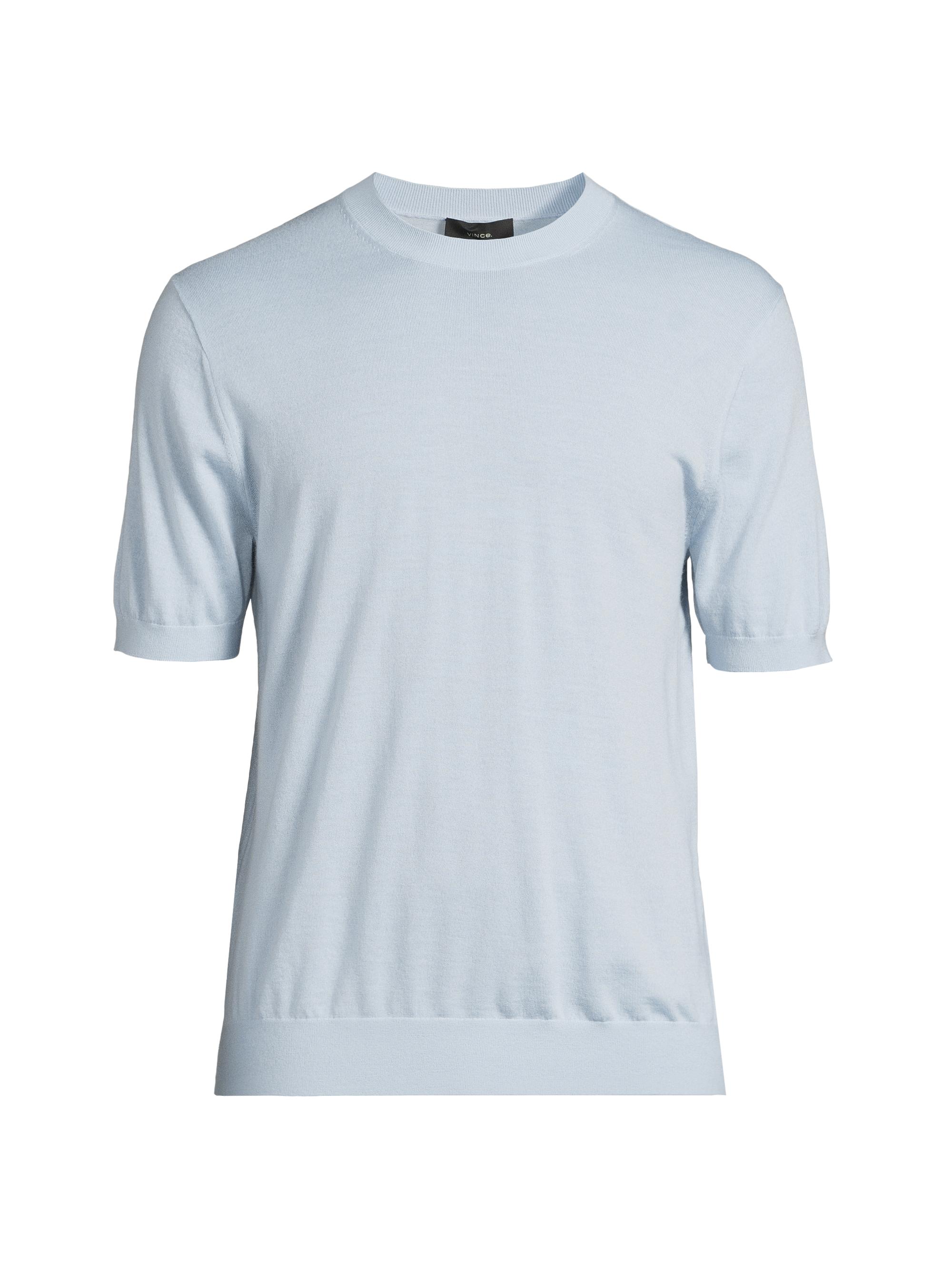 Vince Men's Featherweight Wool-Cashmere Short-Sleeve Crewneck Sweater - Playa Blue