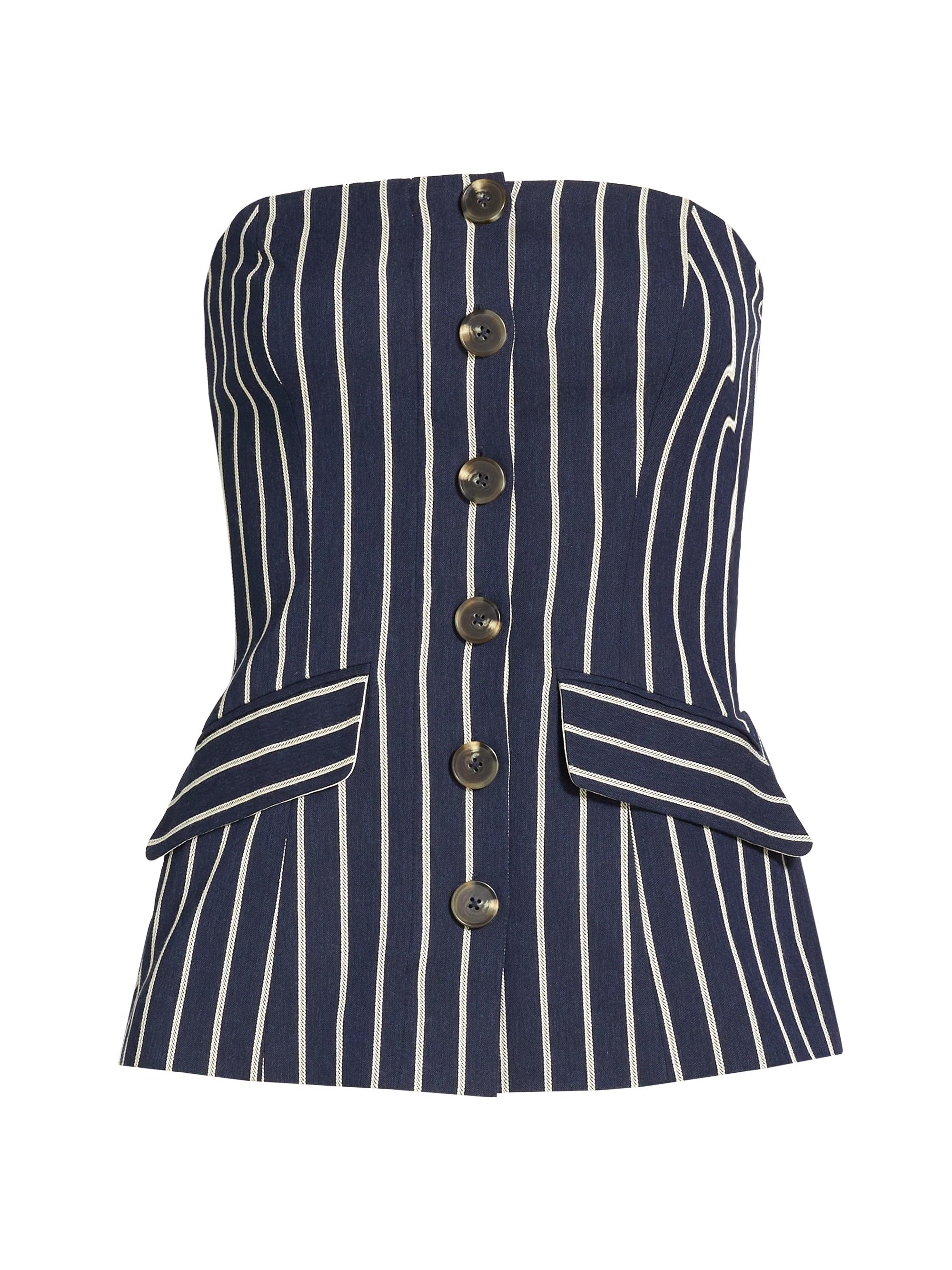 Ramy Brook Women's Tiffany Striped Bustier Top - Navy Canvas