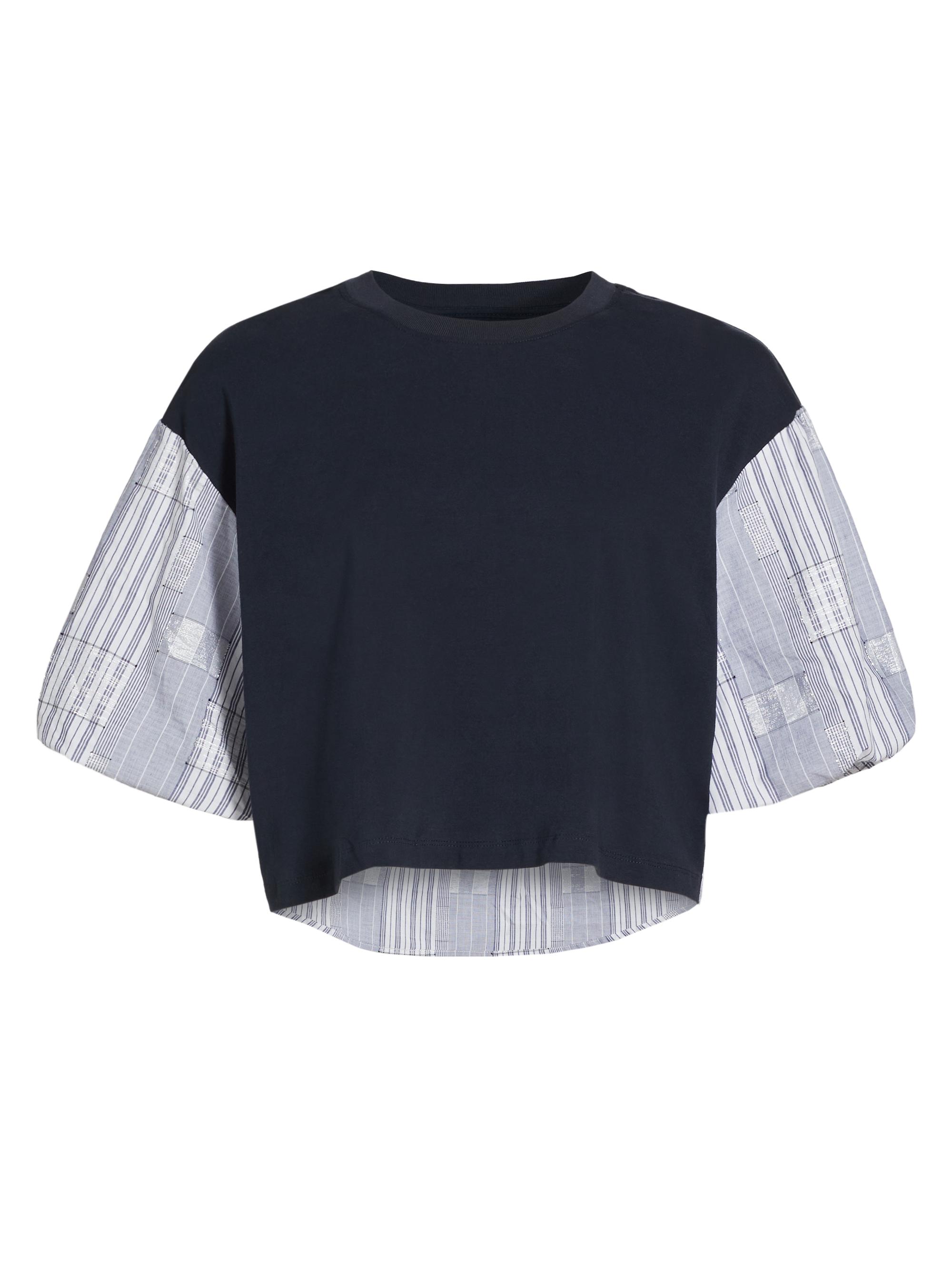 Ramy Brook Women's Toula Metallic Striped Cotton-Blend T-Shirt - Navy Patchwork