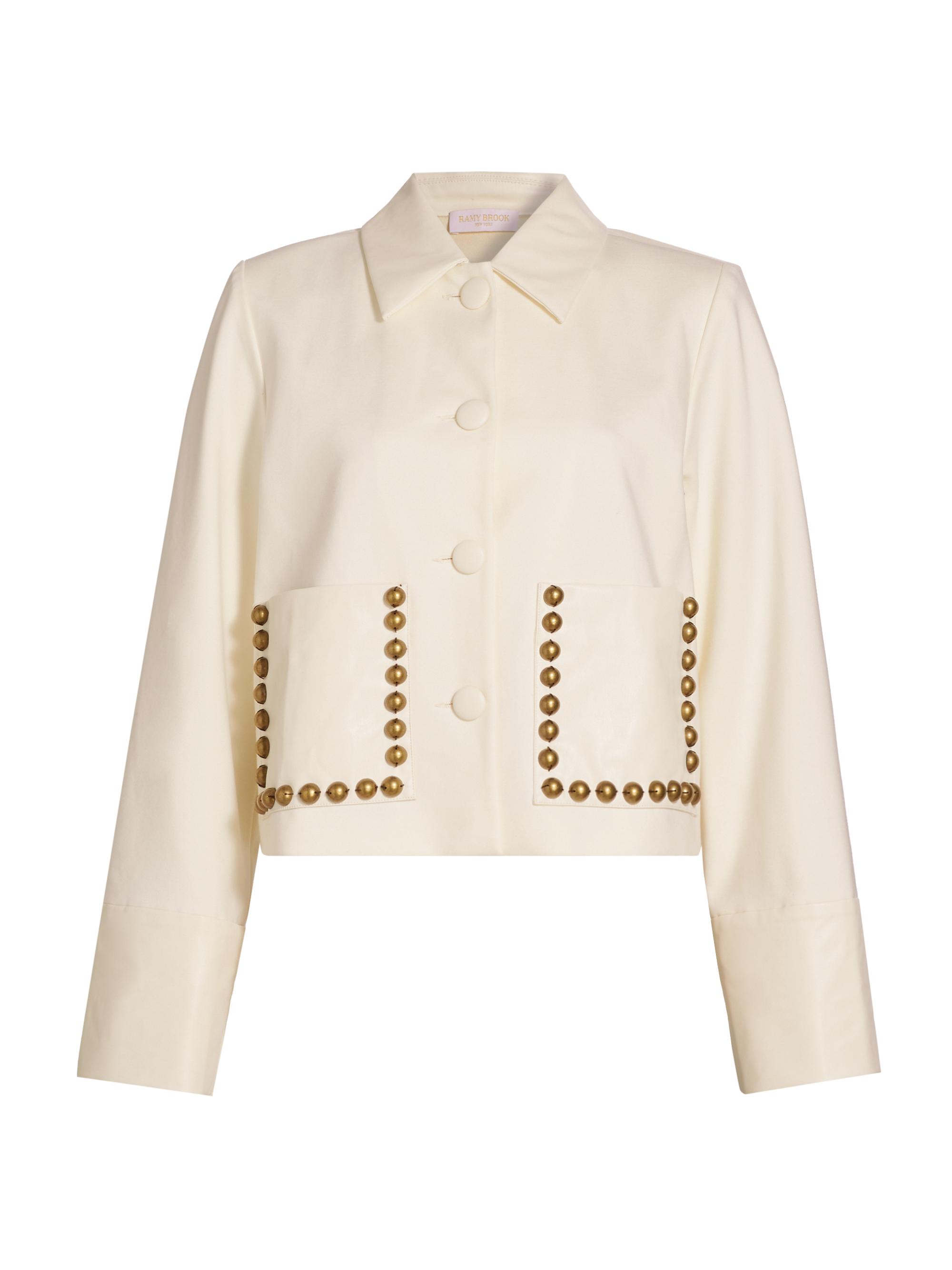 Ramy Brook Women's Shoshana Studded Button-Front Jacket - Winter White Ponte