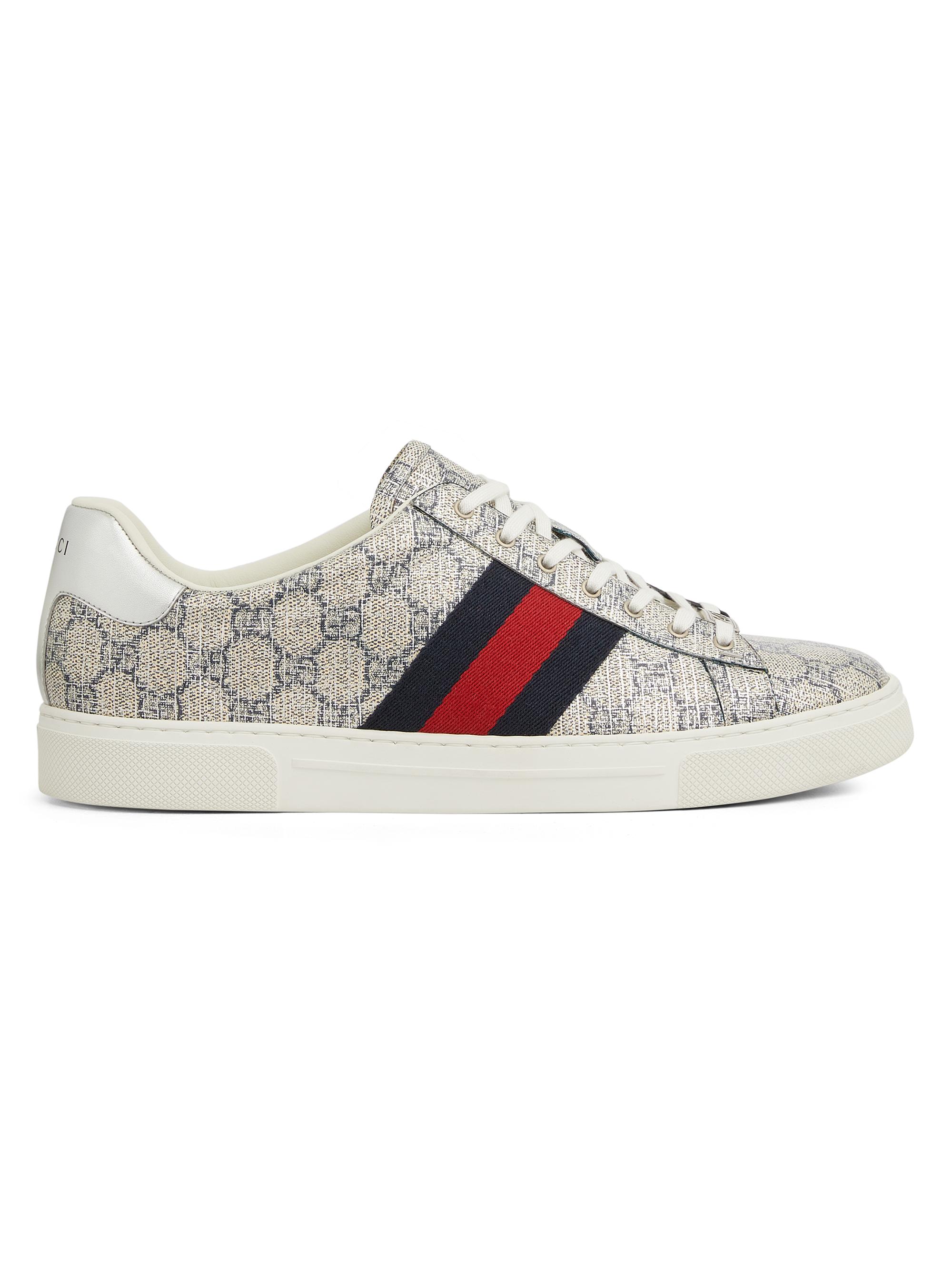 Gucci Men's Ace GG Supreme Canvas Low-Top Sneakers - Black