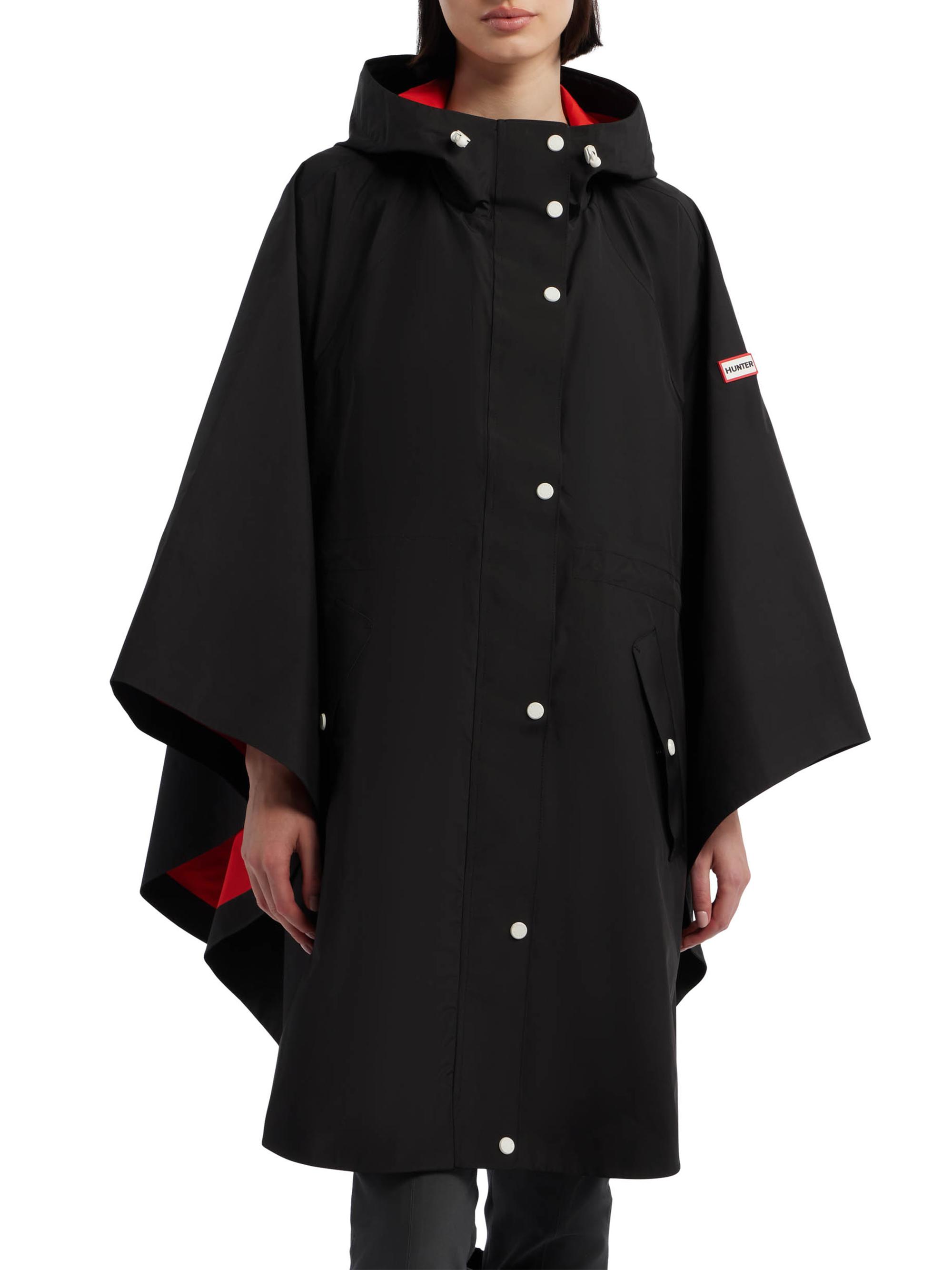 Hunter Women's Rose Rain Bonded Novelty Hooded Cape - Black