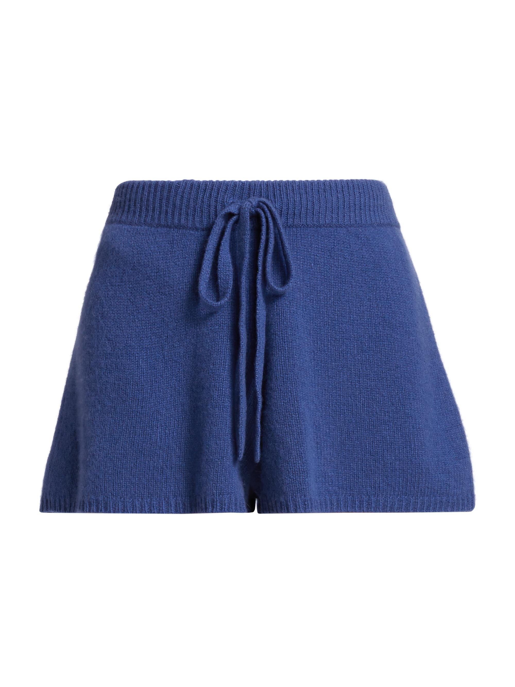 The Elder Statesman Women's Cashmere Drawstring Lounge Shorts - Blue Jay