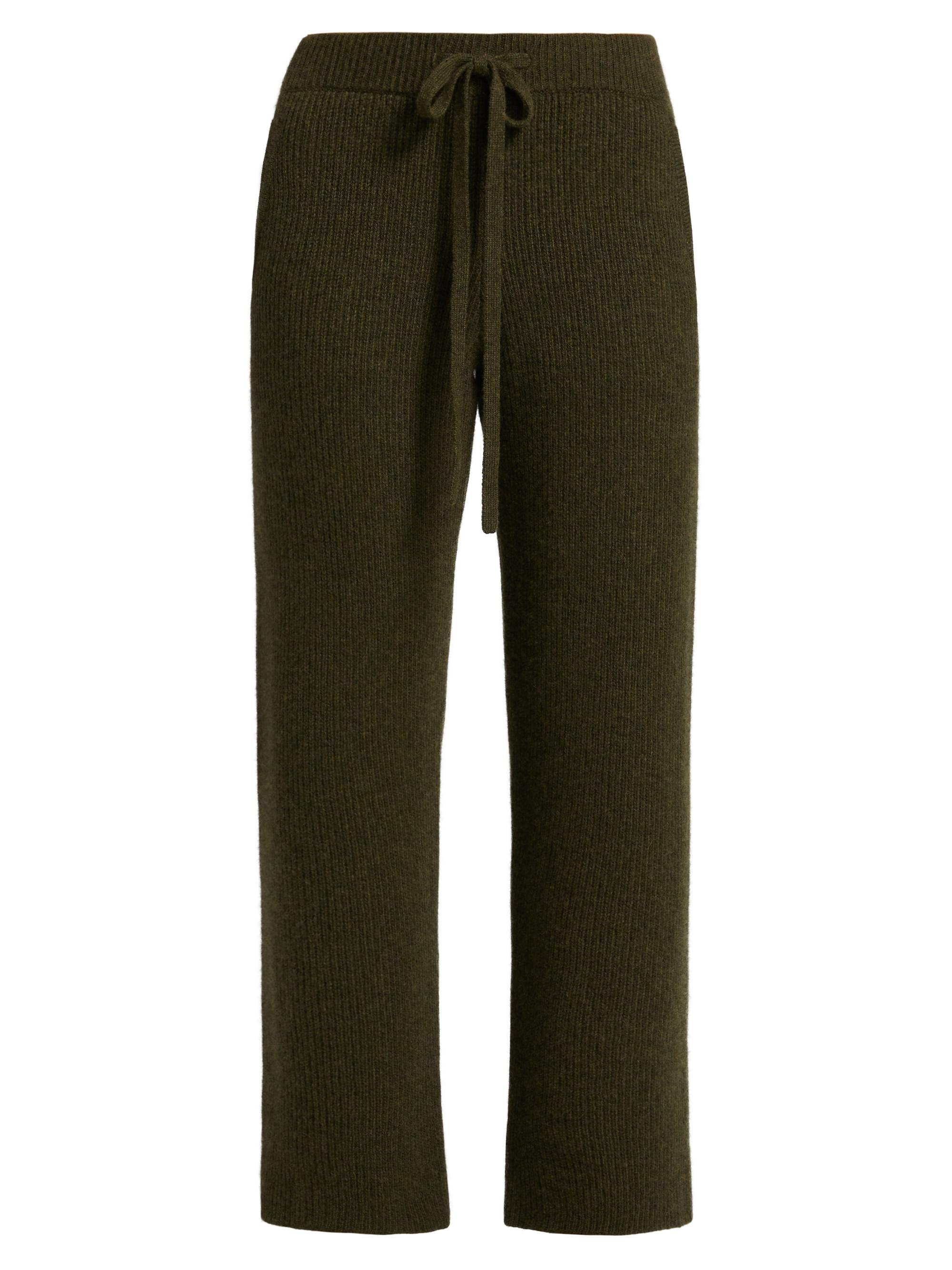 The Elder Statesman Women's Cashmere Rib-Knit Lounge Pants - New Olive