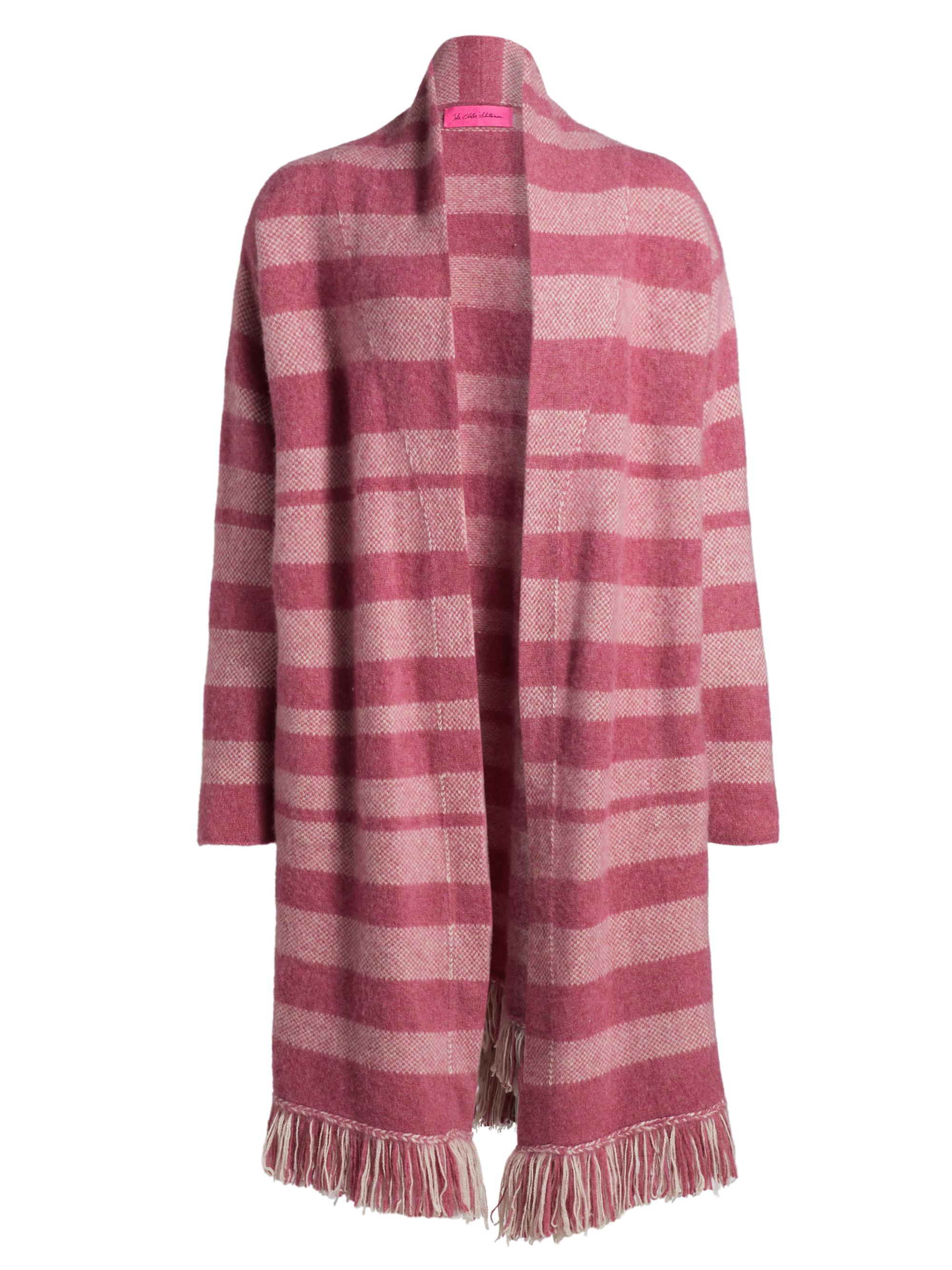The Elder Statesman Subway Striped Fringed Cashmere Robe | Saks