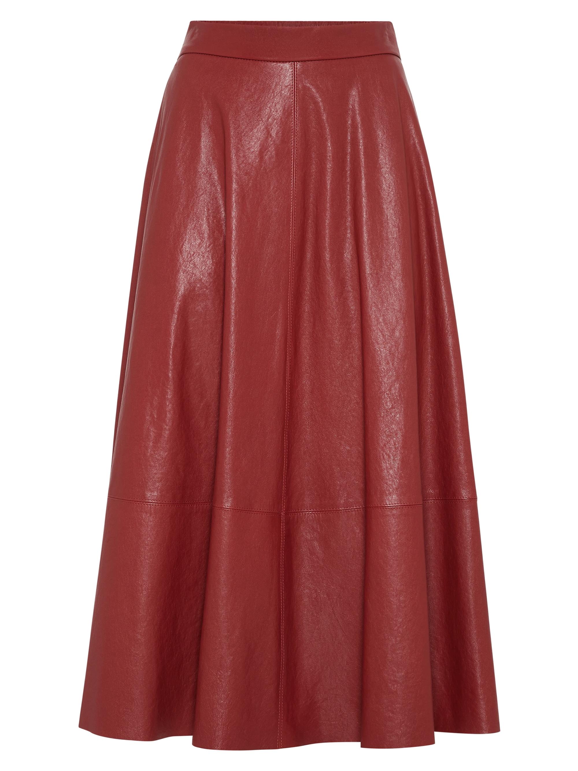 Brunello Cucinelli Women's Natural Leather Midi Circle Skirt - Ruby