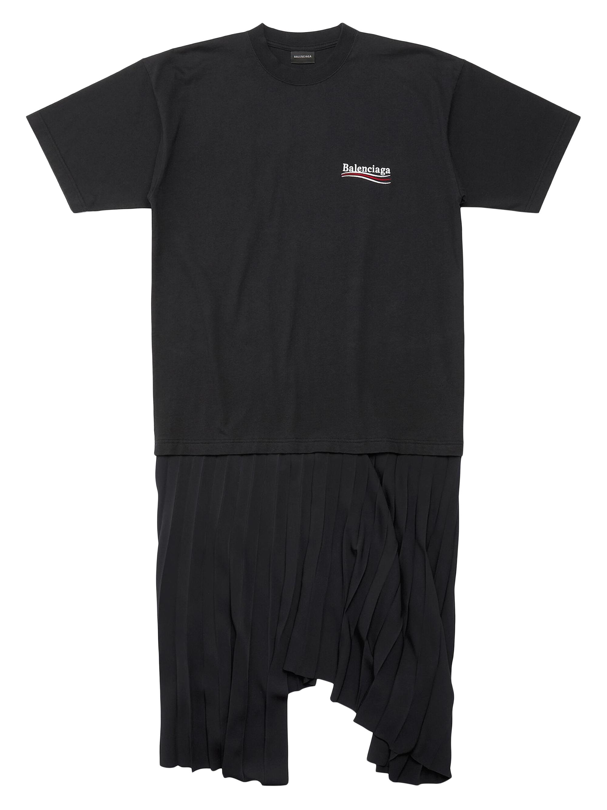 Balenciaga Women's Political Campaign Pleated T-Shirt Dress - Black