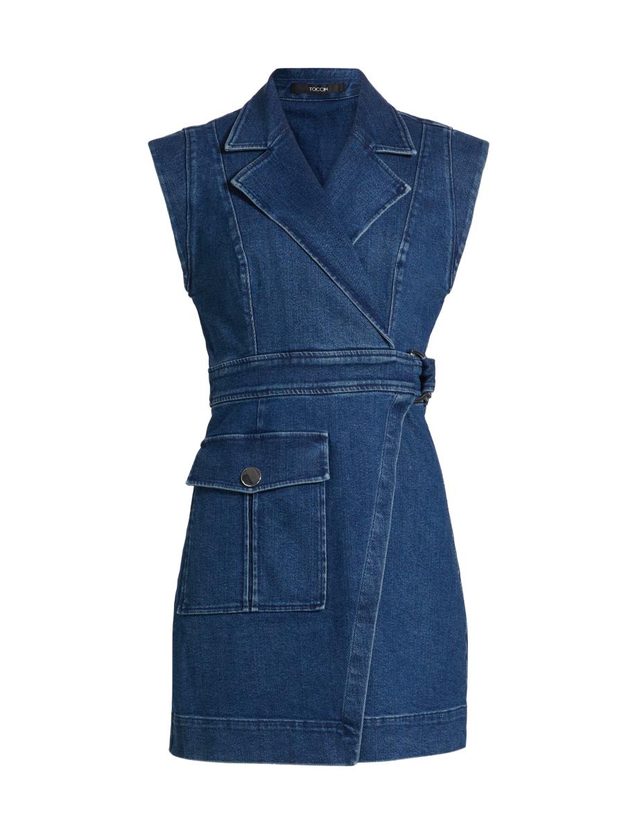Toccin Everly Denim Safari Wrap Minidress | Saks Fifth Avenue