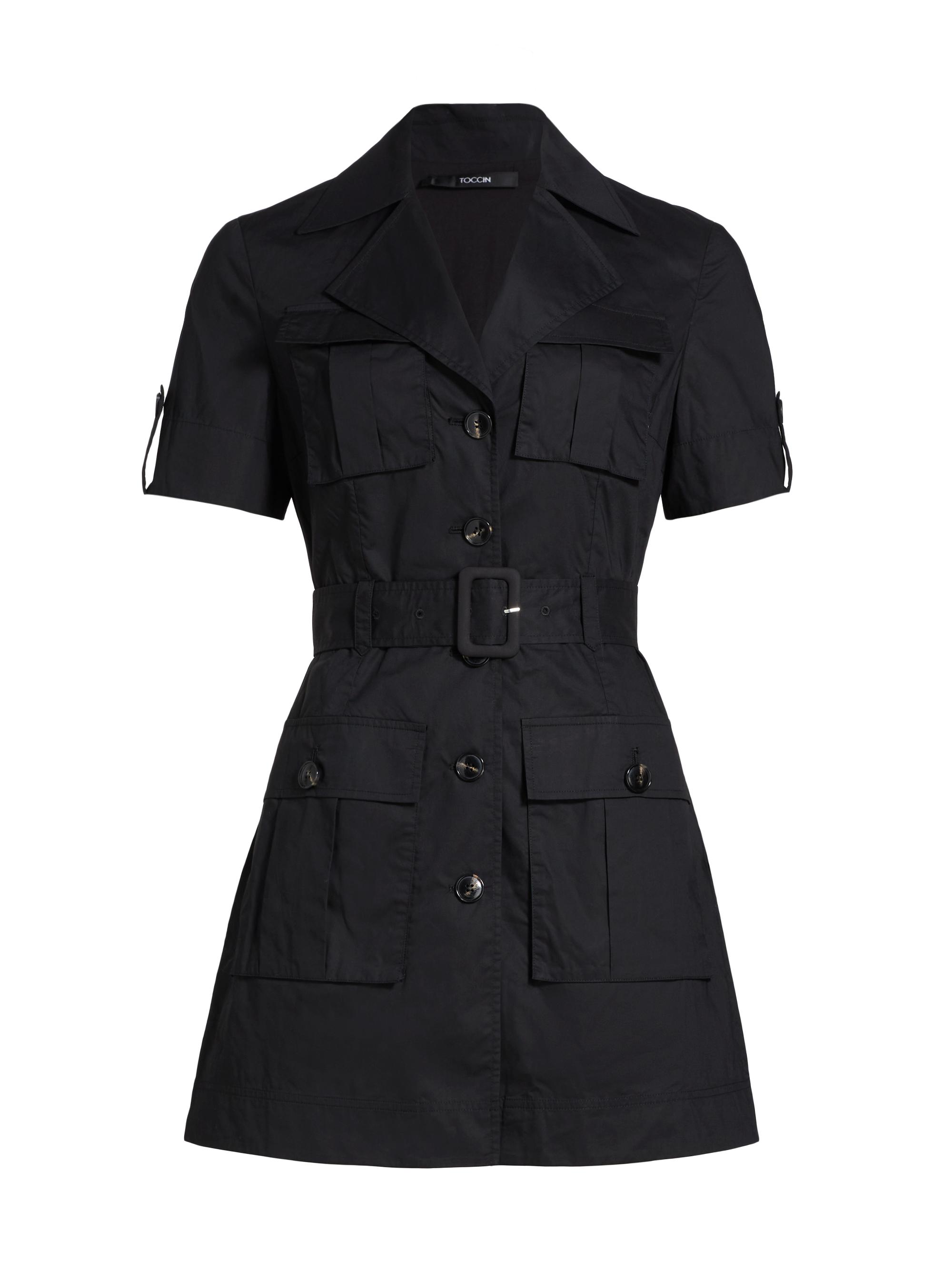 Toccin Women's Colleen Stretch-Cotton Poplin Safari Shirtdress - Jet